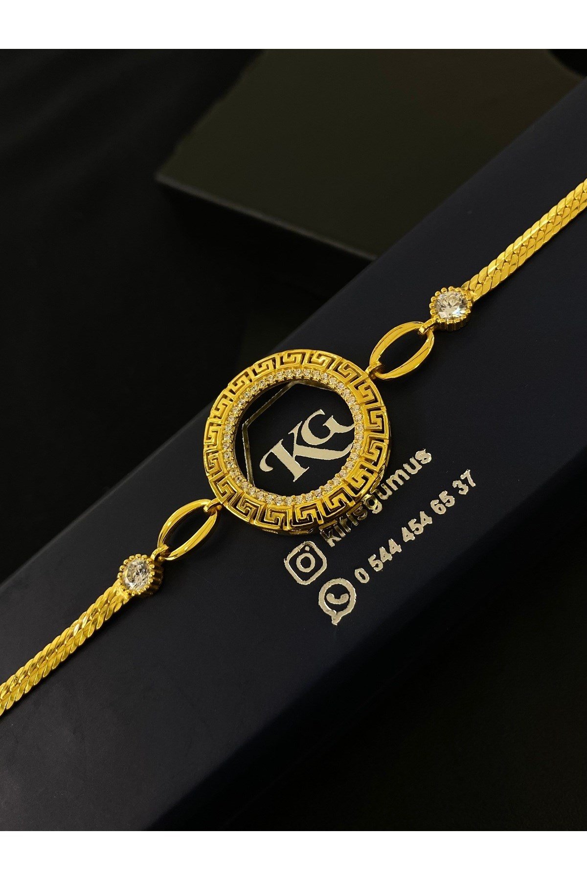 925 Ayar Gümüş Çeyrek Altın Takmak İçin Kadın Gümüş Bileklik (17+3CM) KG.32