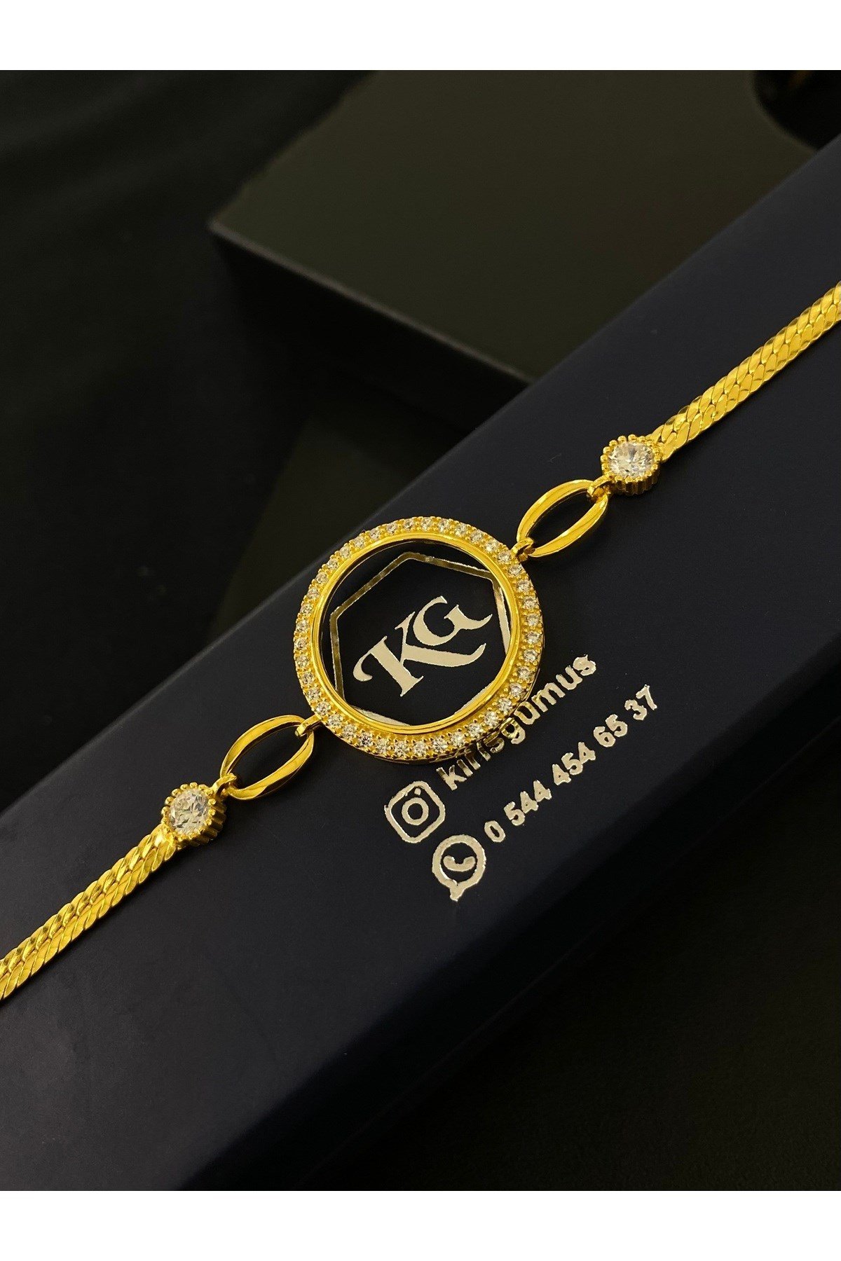 925 Ayar Gümüş Çeyrek Altın Takmak İçin Kadın Gümüş Bileklik (17+3CM) KG.39