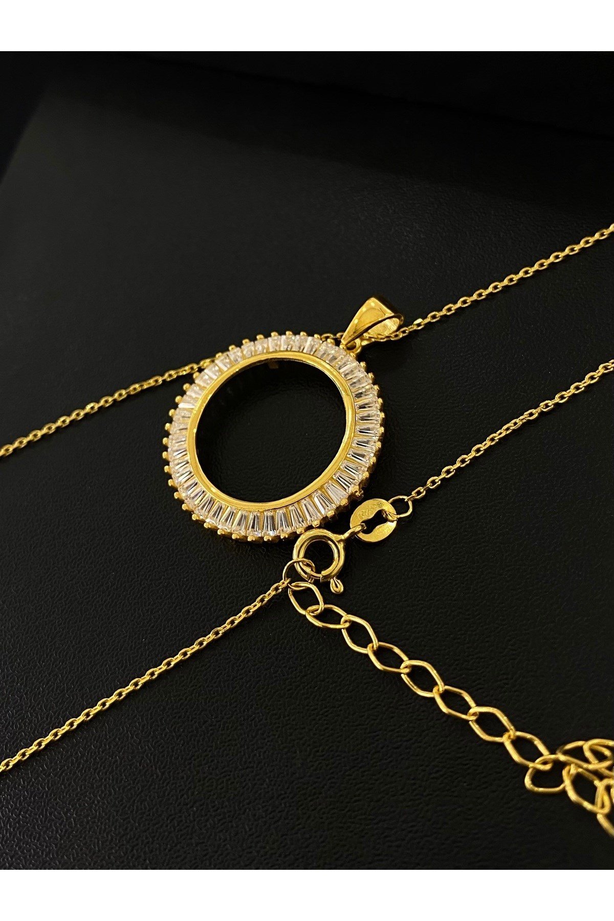 925 Ayar Gümüş Çeyrek Altın Takmak İçin Kadın Gümüş Kolye (45+5CM) 6