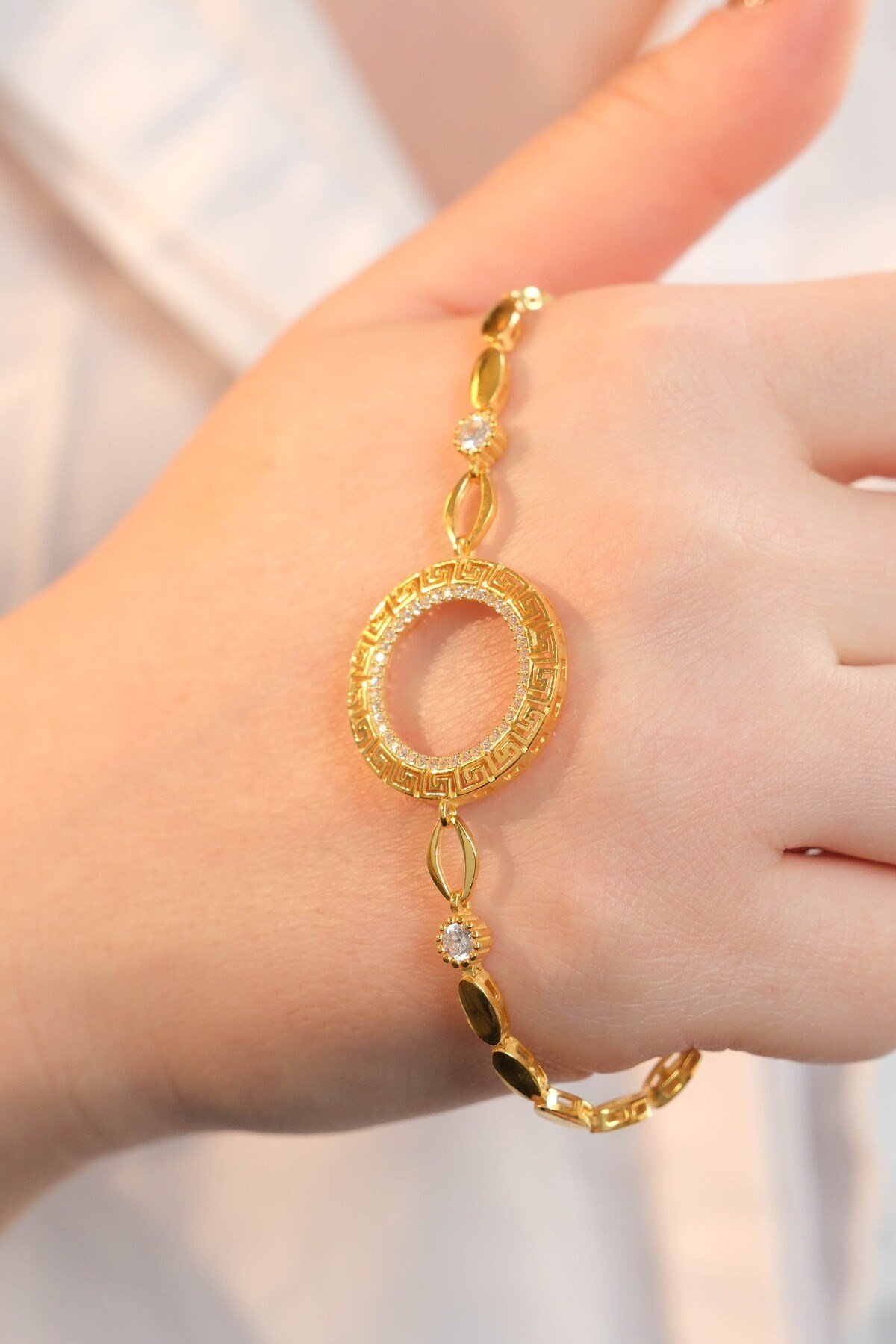 925 Ayar Gümüş Çeyrek Altın Takmak İçin Kadın Gümüş Bileklik (17+3CM) KG.33