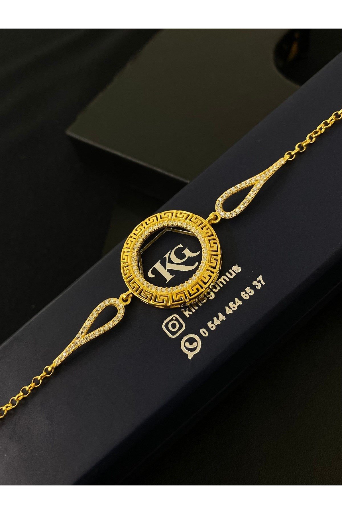 925 Ayar Gümüş Çeyrek Altın Takmak İçin Kadın Gümüş Bileklik (17+3CM) KG.31