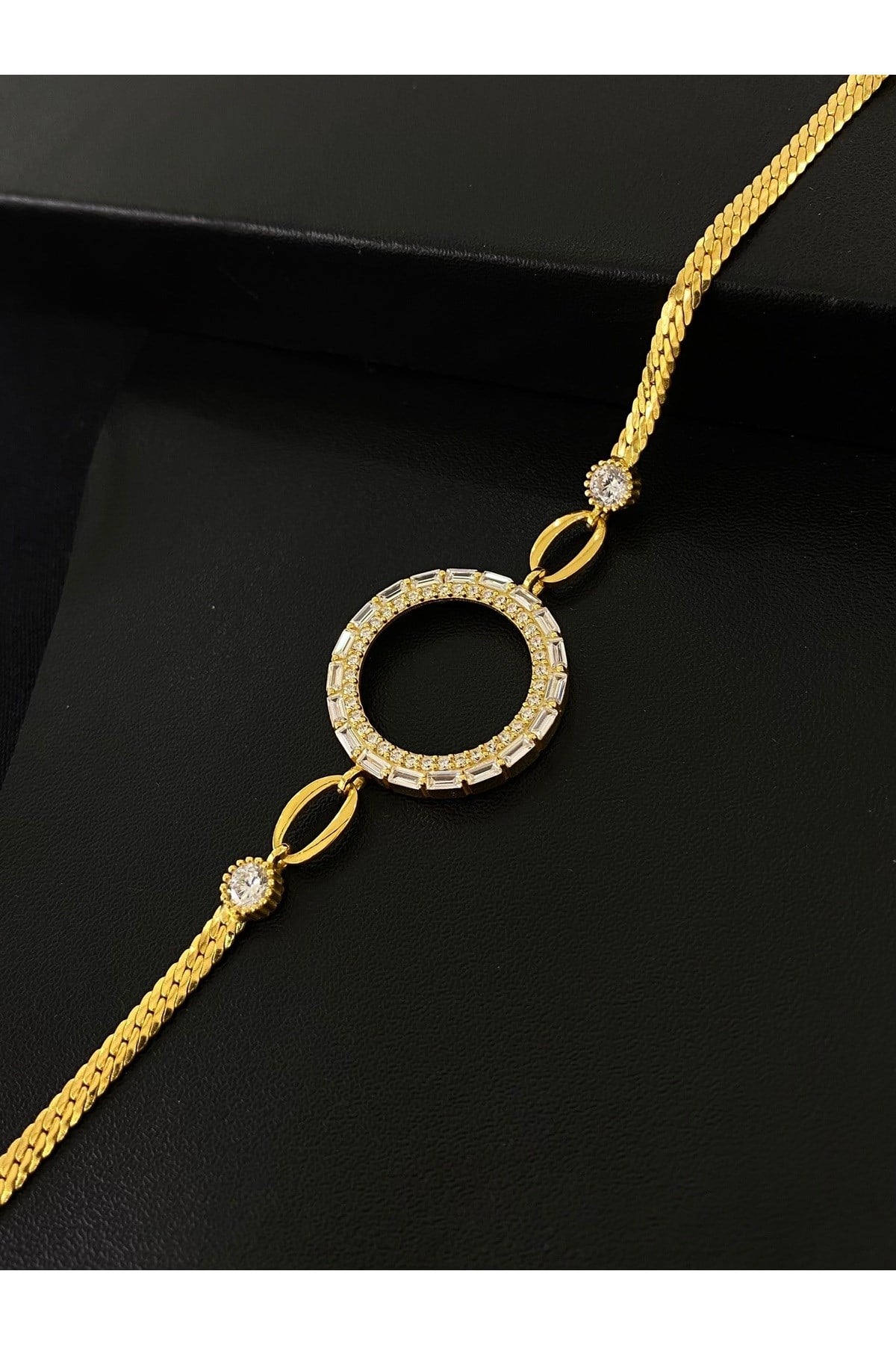 925 Ayar Gümüş Çeyrek Altın Takmak İçin Gümüş Kadın Bileklik (17+3CM) KG7