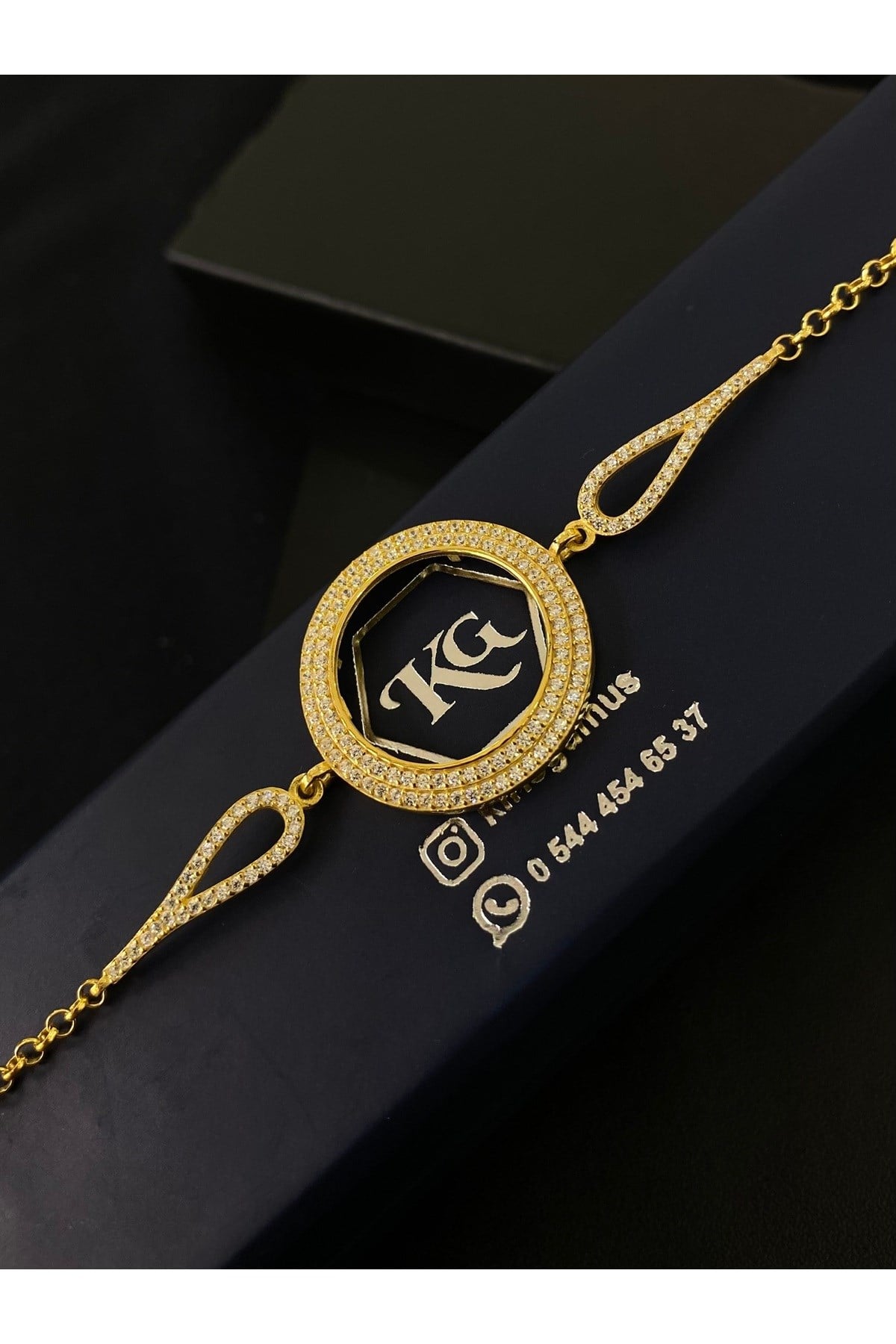 925 Ayar Gümüş Çeyrek Altın Takmak İçin Kadın Gümüş Bileklik (18+3CM) KG.40