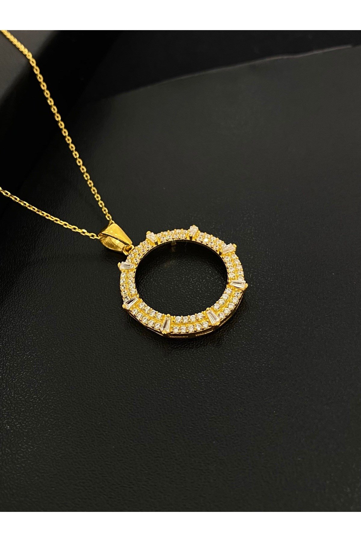 925 Ayar Gümüş Çeyrek Altın Takmak İçin Kadın Gümüş Kolye (45+5CM) 4