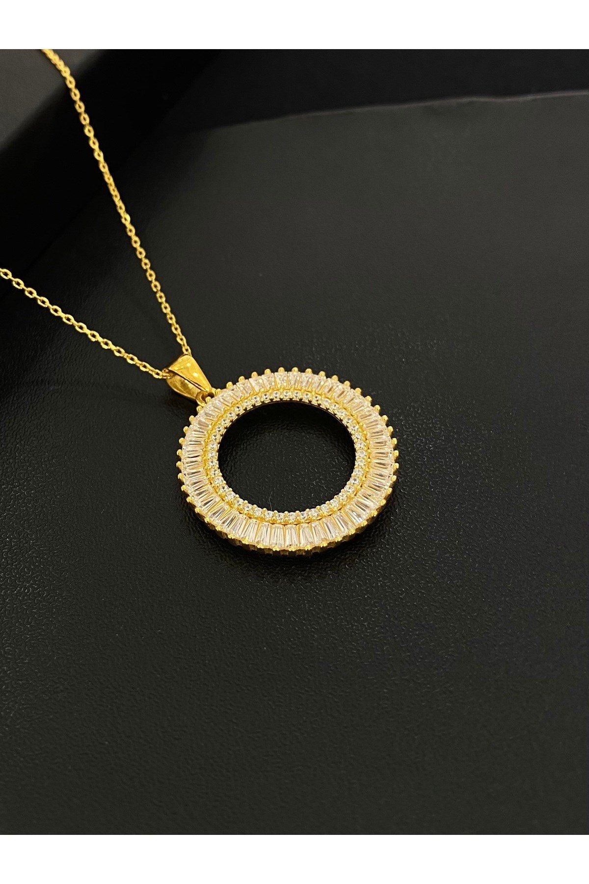 925 Ayar Gümüş Çeyrek Altın Takmak İçin Kadın Gümüş Kolye (45+5CM)