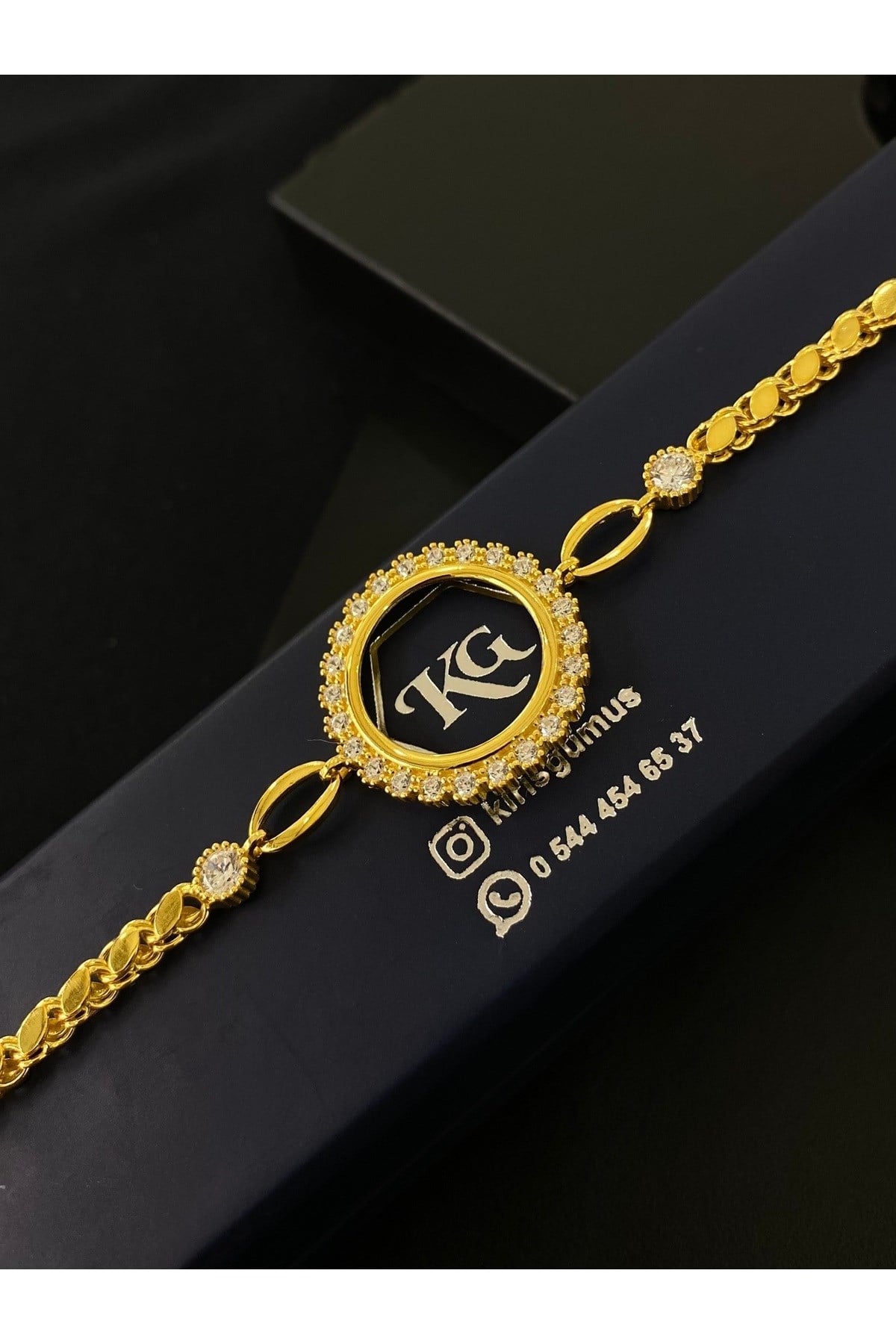 925 Ayar Gümüş Çeyrek Altın Takmak İçin Kadın Gümüş Bileklik (18+3CM) KG29