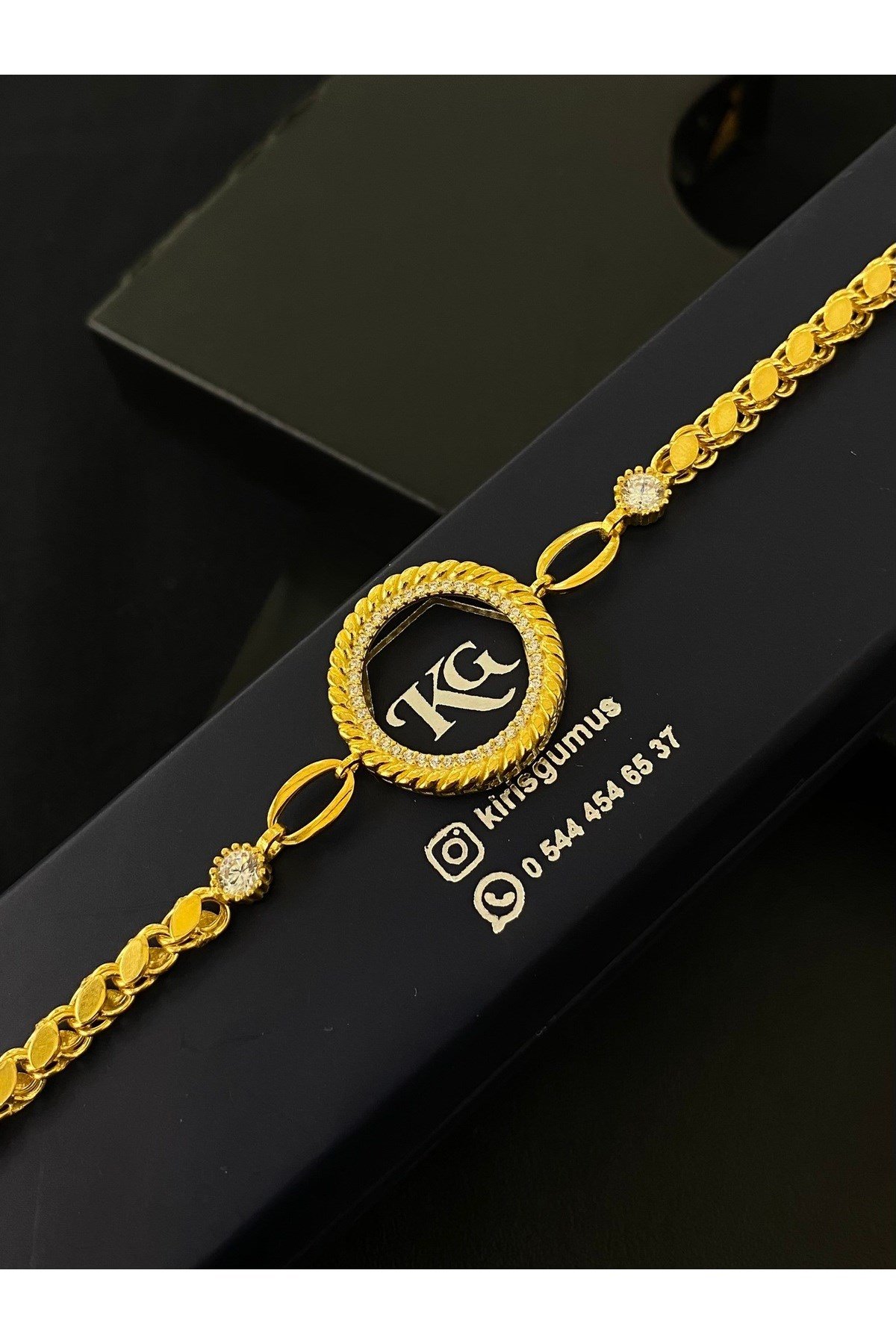 925 Ayar Gümüş Çeyrek Altın Takmak İçin Gümüş Kadın Bileklik (17+3CM) KG11