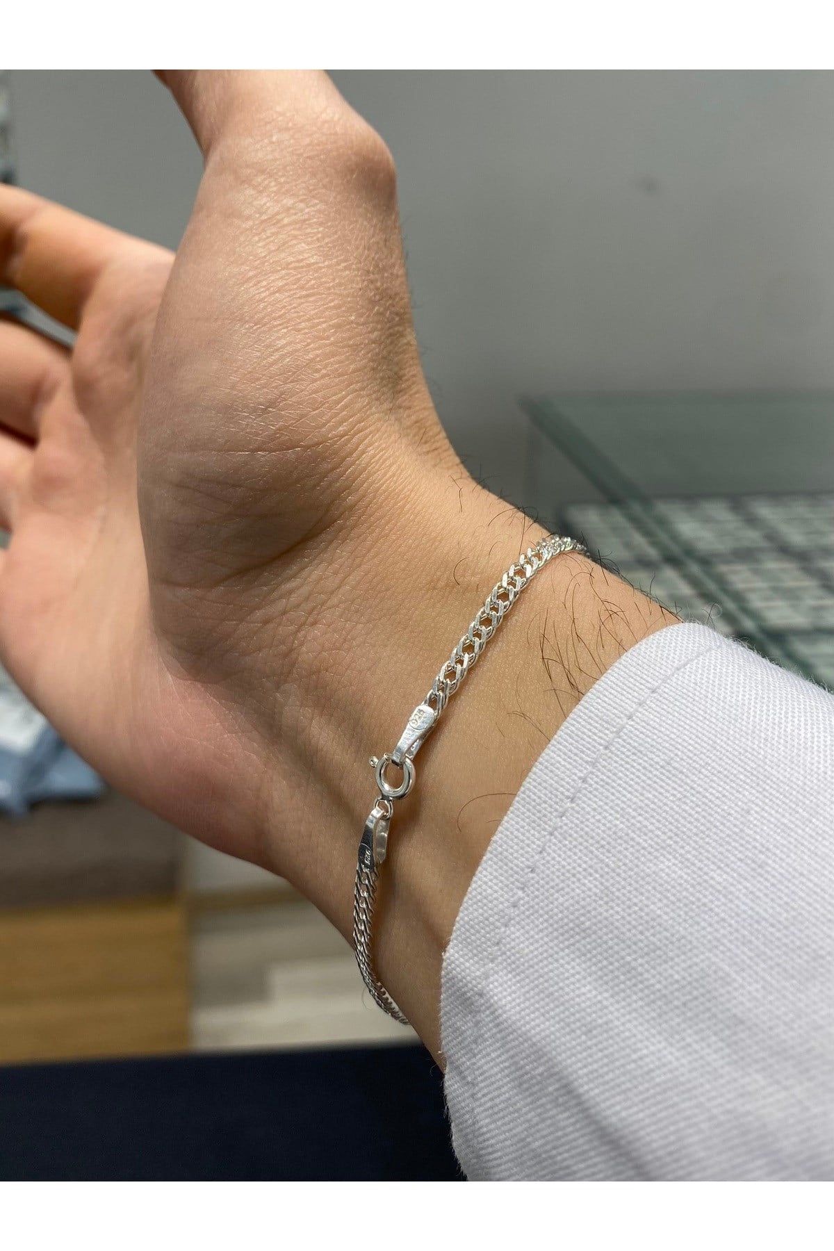 925 Ayar Gümüş Erkek Gümüş Bileklik (3,2MM)