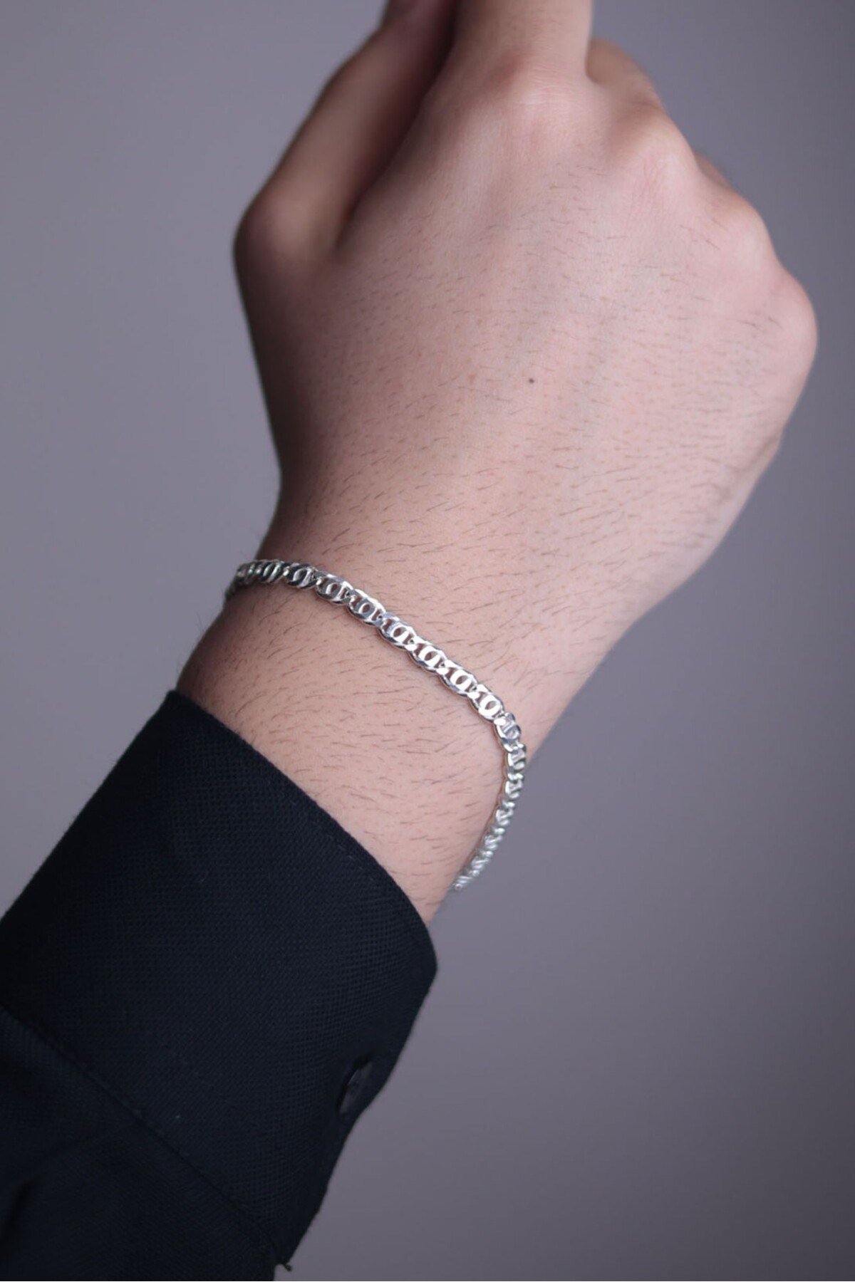925 Ayar Gümüş Erkek Gümüş Bileklik (4.8 MM)