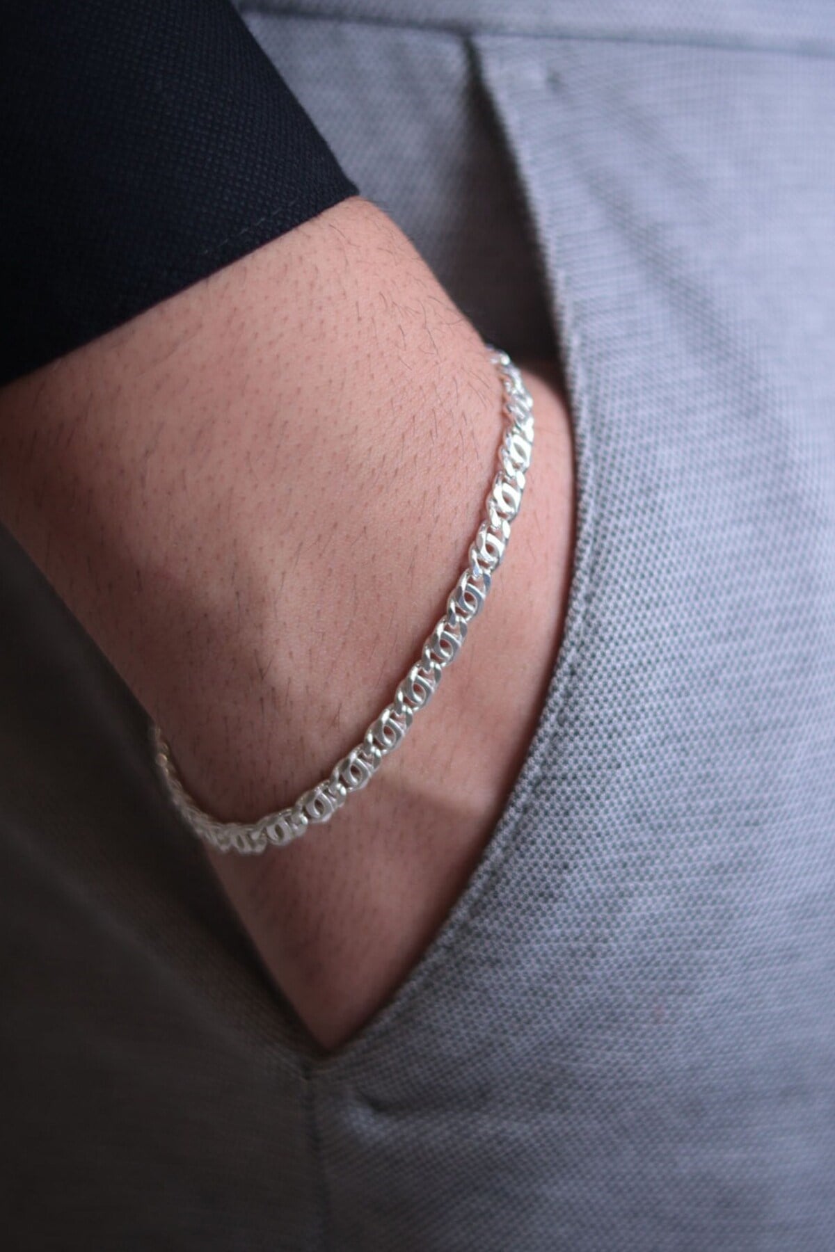 925 Ayar Gümüş Erkek Gümüş Bileklik (4.8 MM)