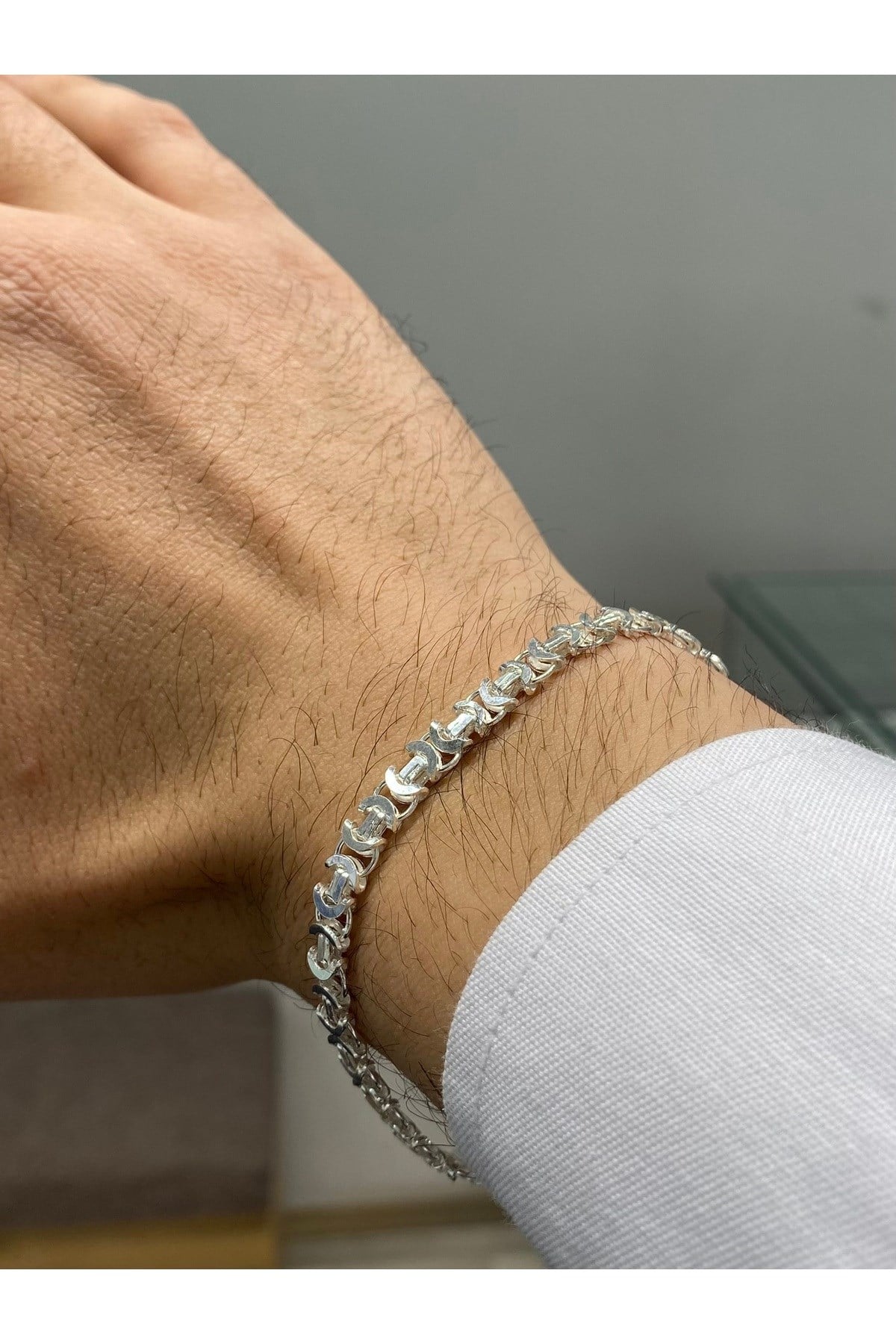 925 Ayar Gümüş Euro Kral Modeli Erkek Gümüş Bileklik (5.8MM)