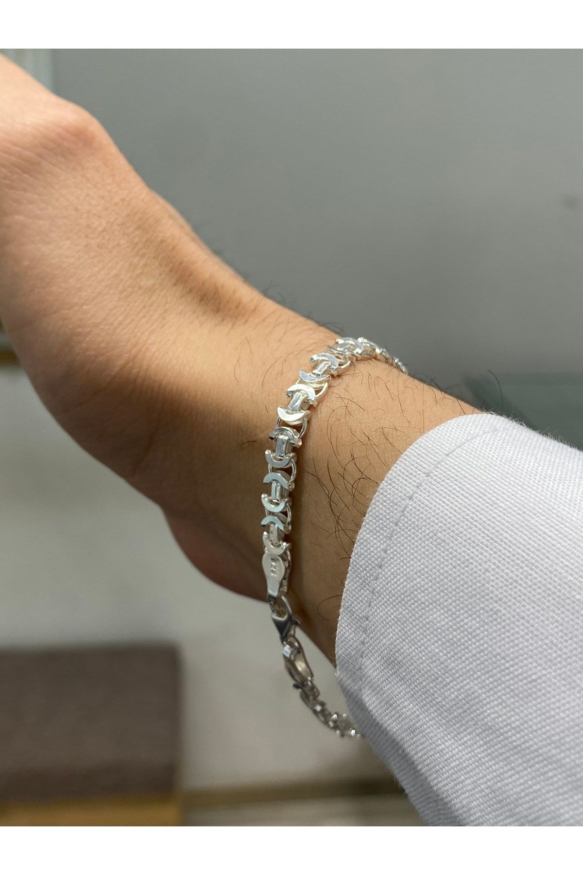 925 Ayar Gümüş Euro Kral Modeli Erkek Gümüş Bileklik (5.8MM)