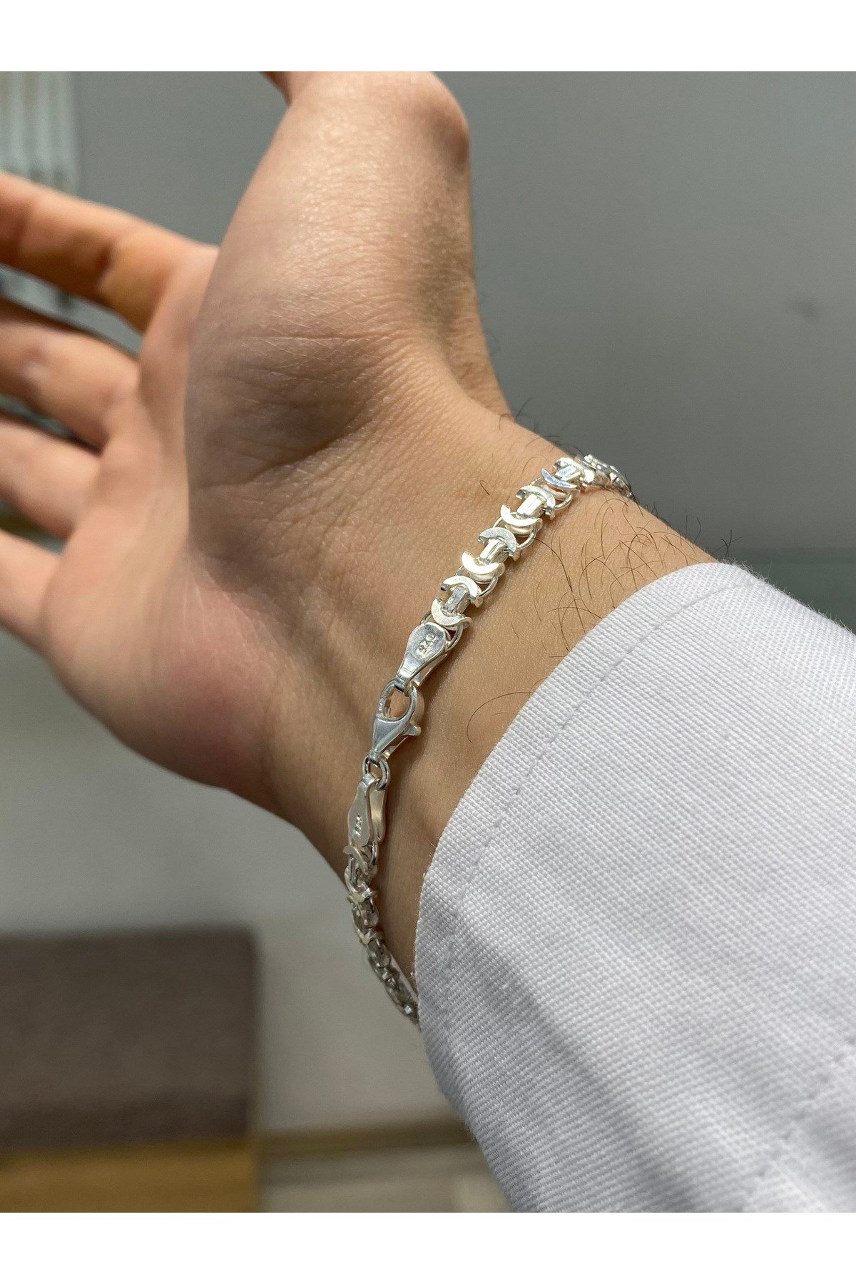925 Ayar Gümüş Euro Kral Modeli Erkek Gümüş Bileklik (5.8MM)