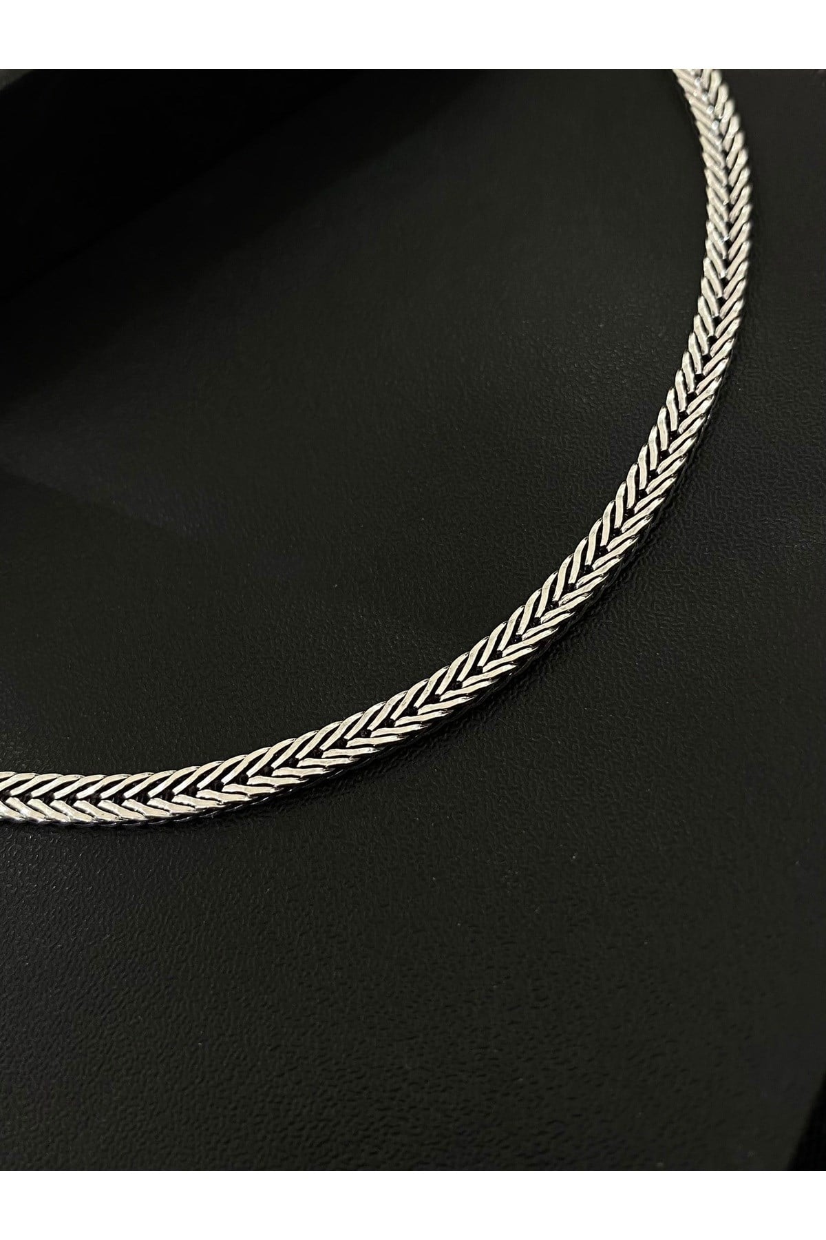 925 Ayar Gümüş Ezme Tilki Kuyruğu Modeli Erkek Gümüş Zincir - Kolye (3,5MM)