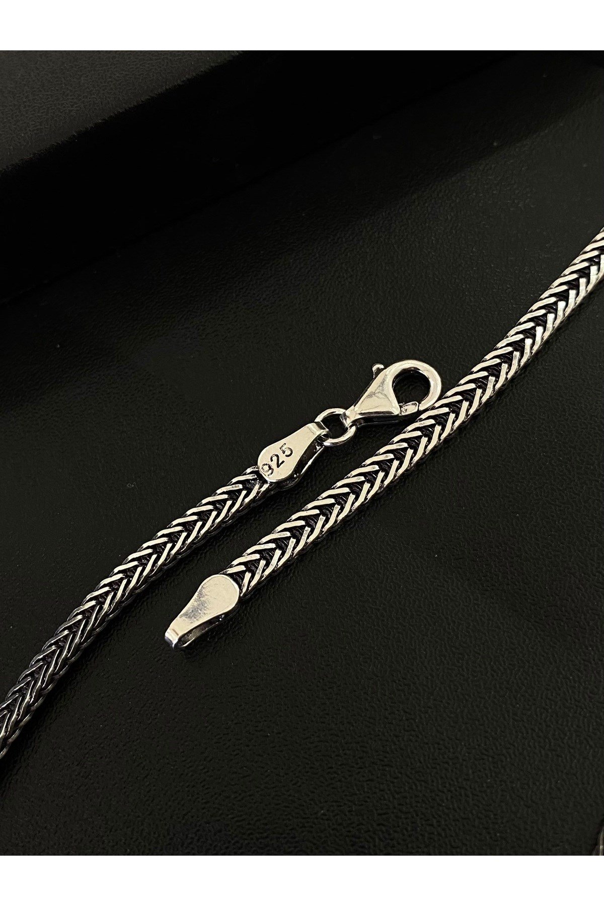 925 Ayar Gümüş Ezme Tilki Kuyruğu Modeli Erkek Gümüş Zincir - Kolye (3,5MM)