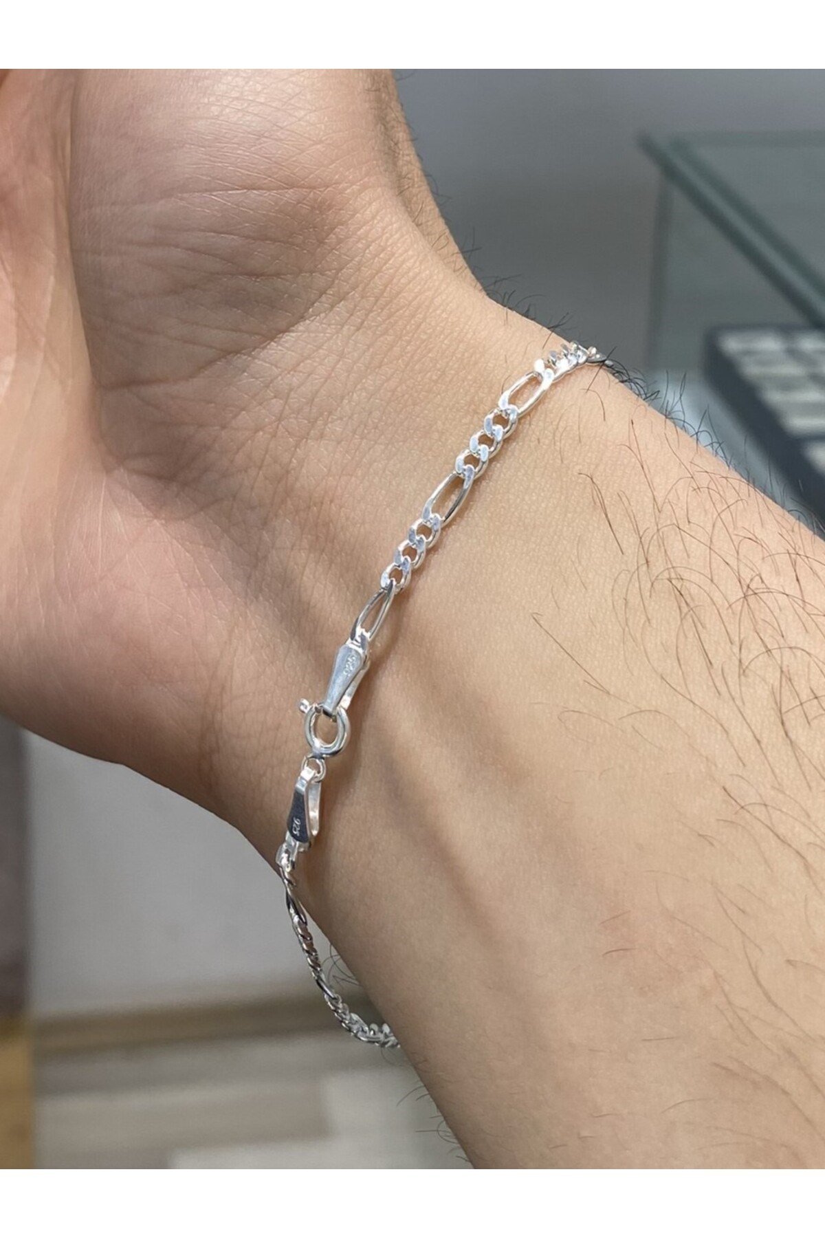 925 Ayar Gümüş Figaro Modeli Erkek Bileklik (3MM)