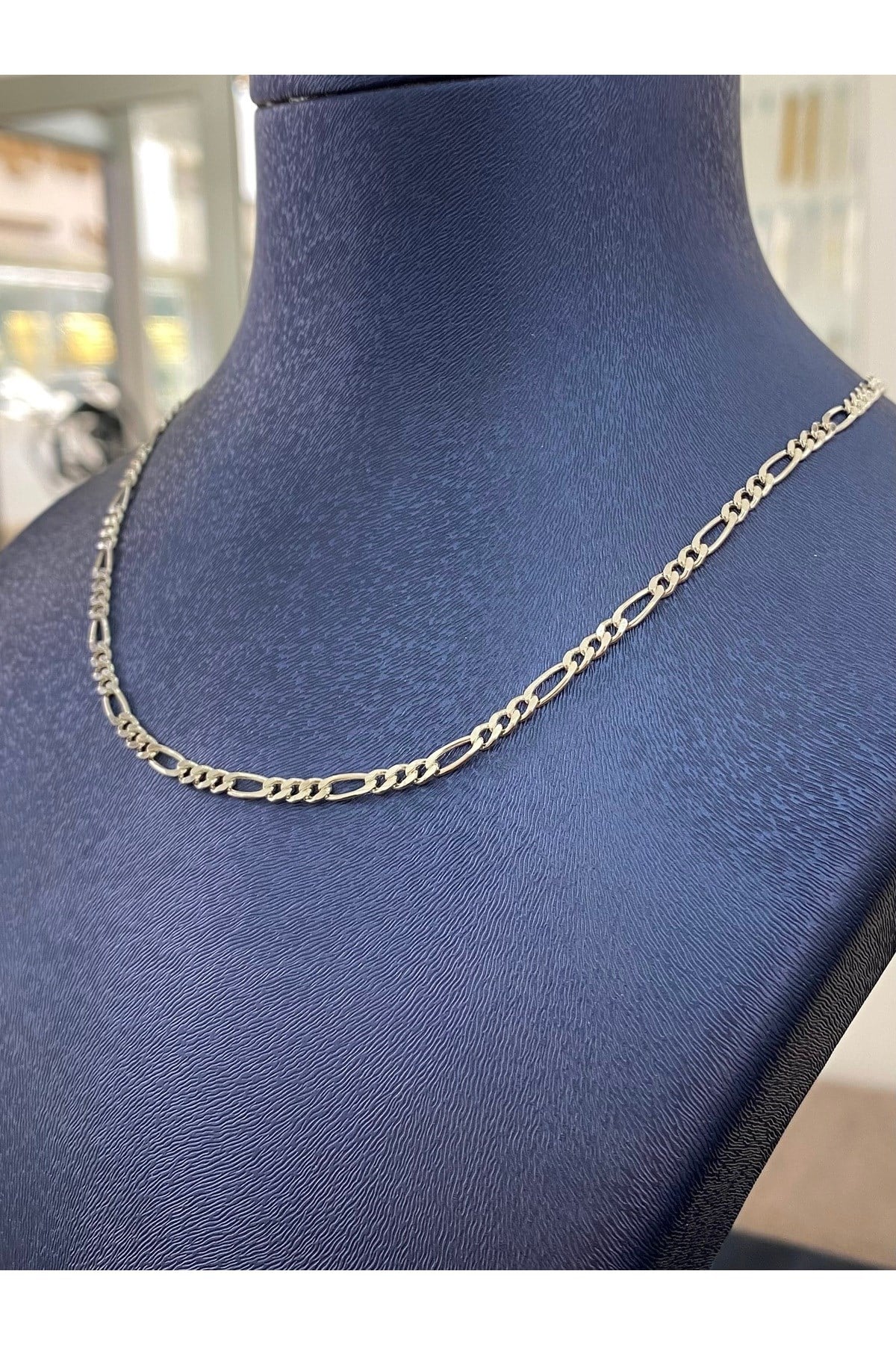 925 Ayar Gümüş Figaro Modeli Erkek Gümüş Zincir Kolye (3 MM Kalınlığında)