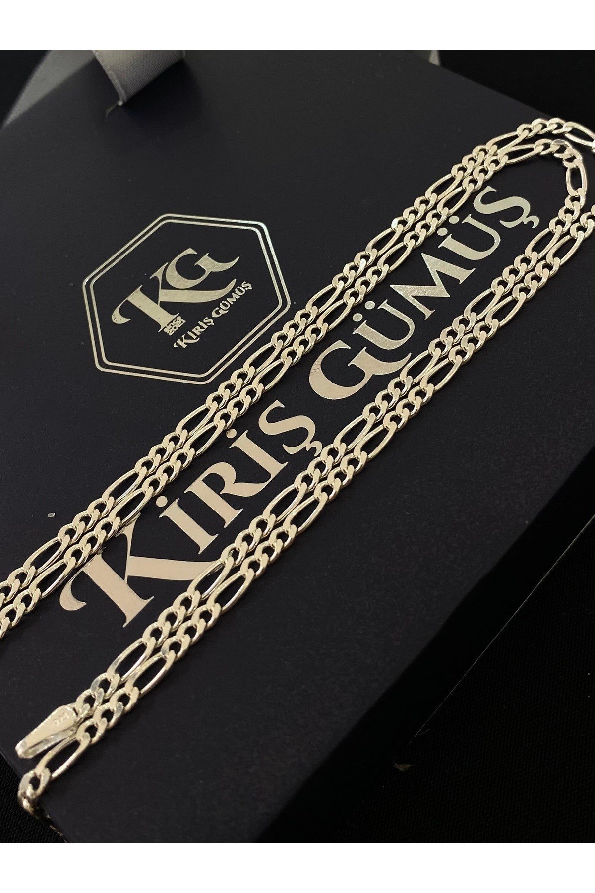 925 Ayar Gümüş Figaro Modeli Erkek Gümüş Zincir Kolye (3 MM Kalınlığında)