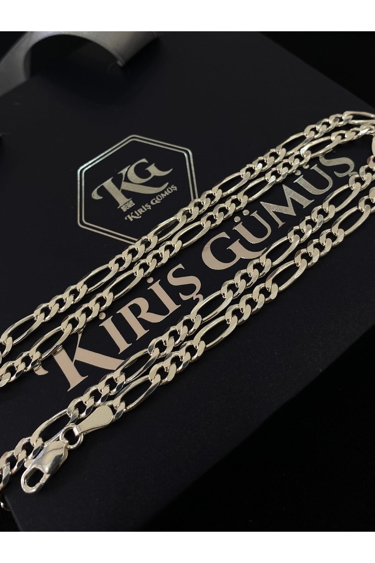 925 Ayar Gümüş Figaro Modeli Erkek Gümüş Zincir Kolye (4.5 MM Kalınlığında)