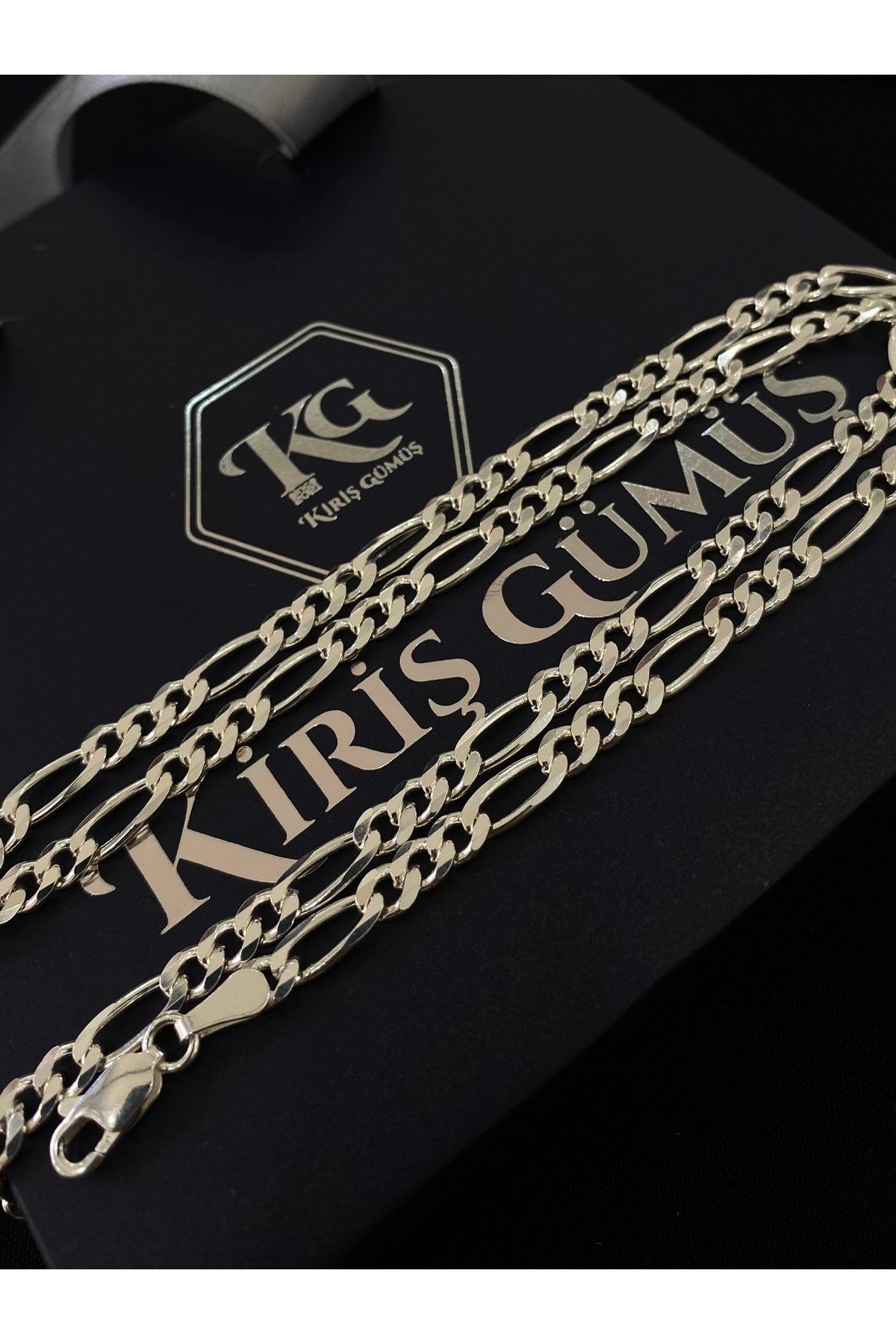 925 Ayar Gümüş Figaro Modeli Erkek Gümüş Zincir Kolye (4.5 MM Kalınlığında)