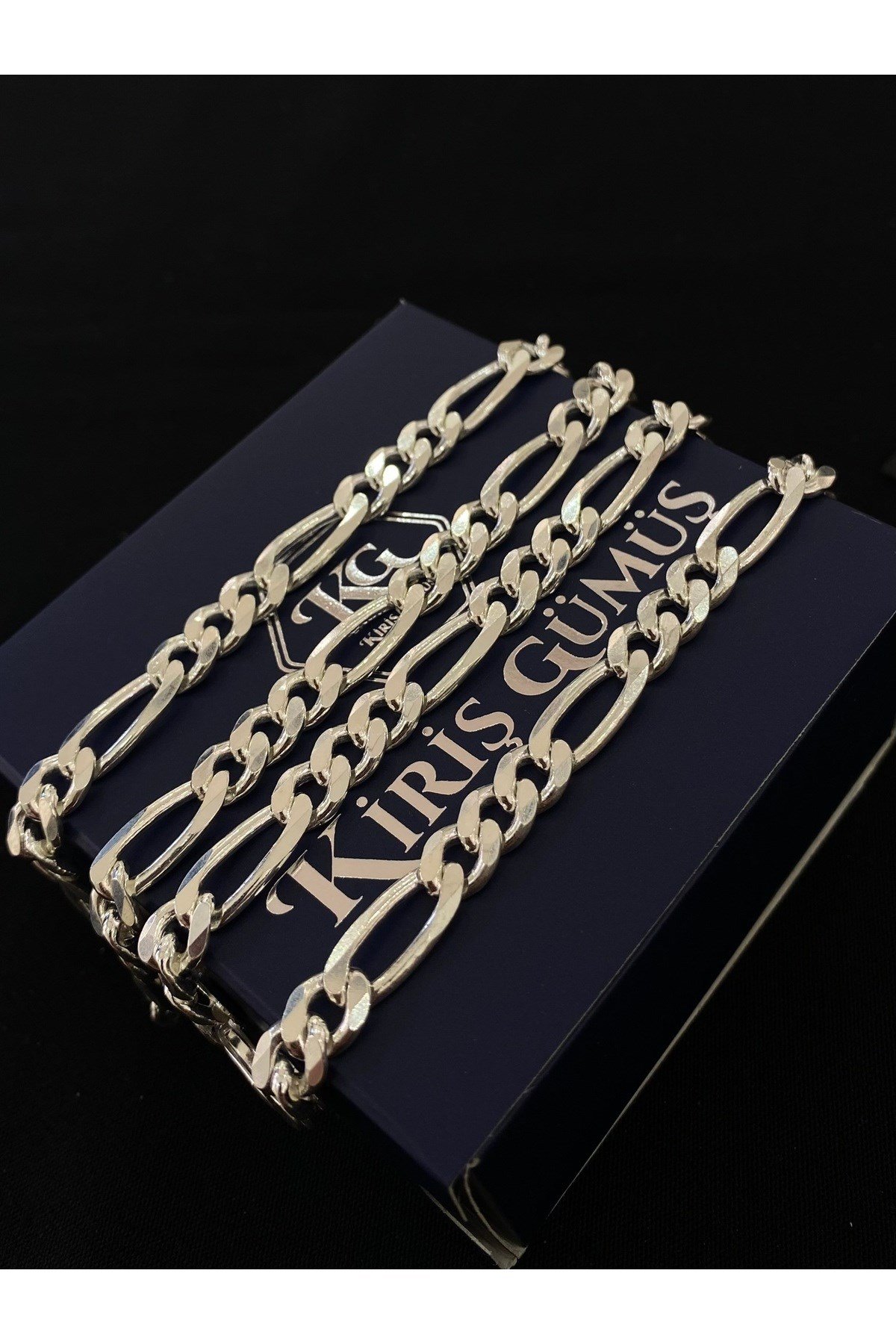 925 Ayar Gümüş Figaro Modeli Erkek Gümüş Zincir Kolye (6.5 MM Kalınlığında)
