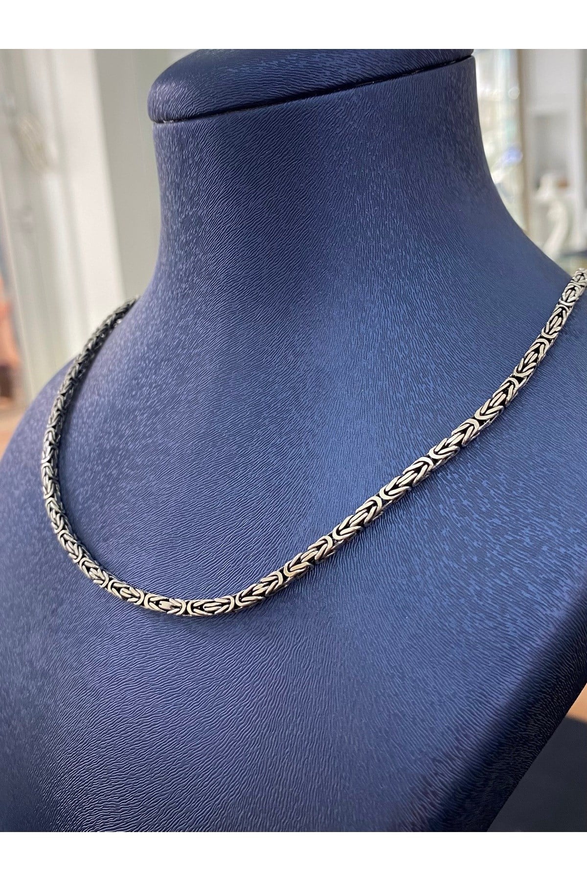 925 Ayar Gümüş Kare Kral Modeli Erkek Gümüş Zincir - Kolye (2.8 MM Kalınlığında)