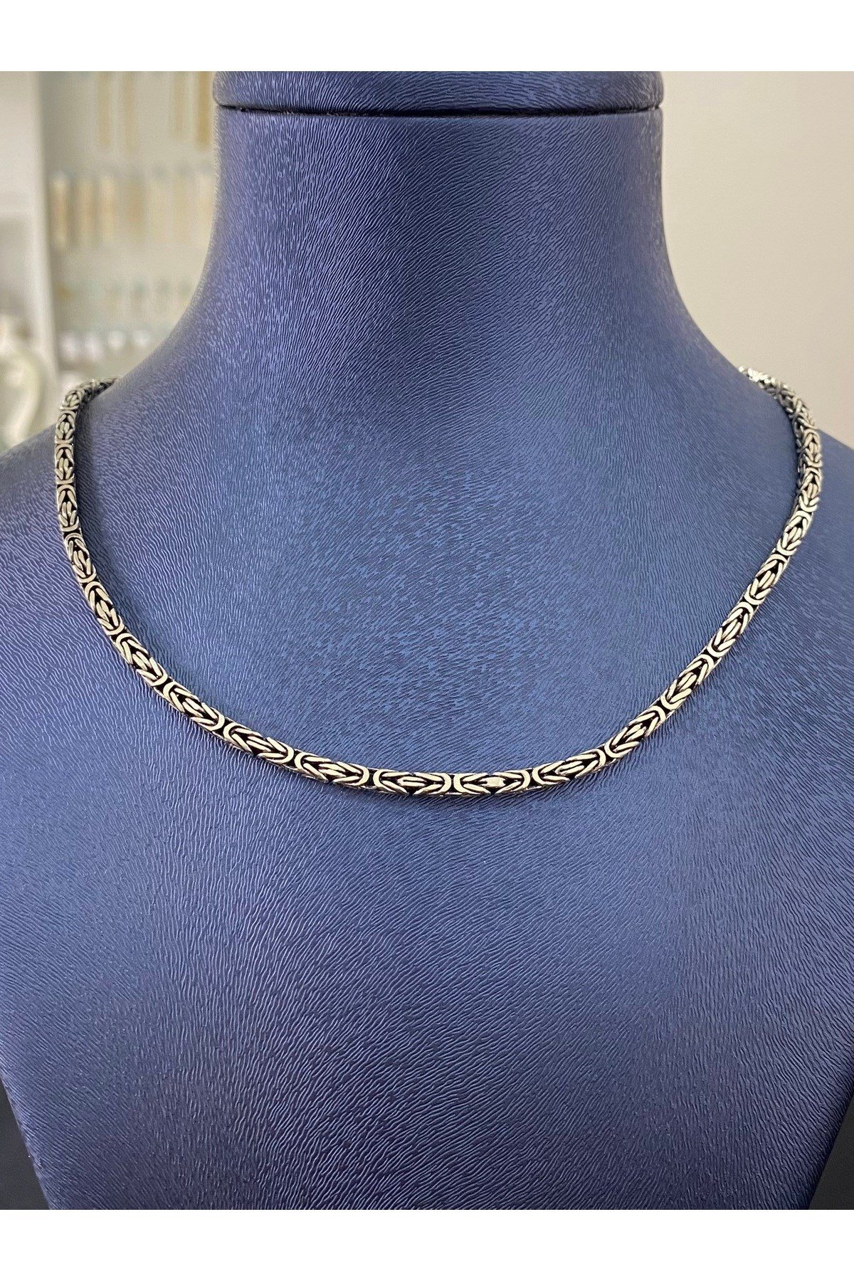 925 Ayar Gümüş Kare Kral Modeli Erkek Gümüş Zincir - Kolye (2.8 MM Kalınlığında)