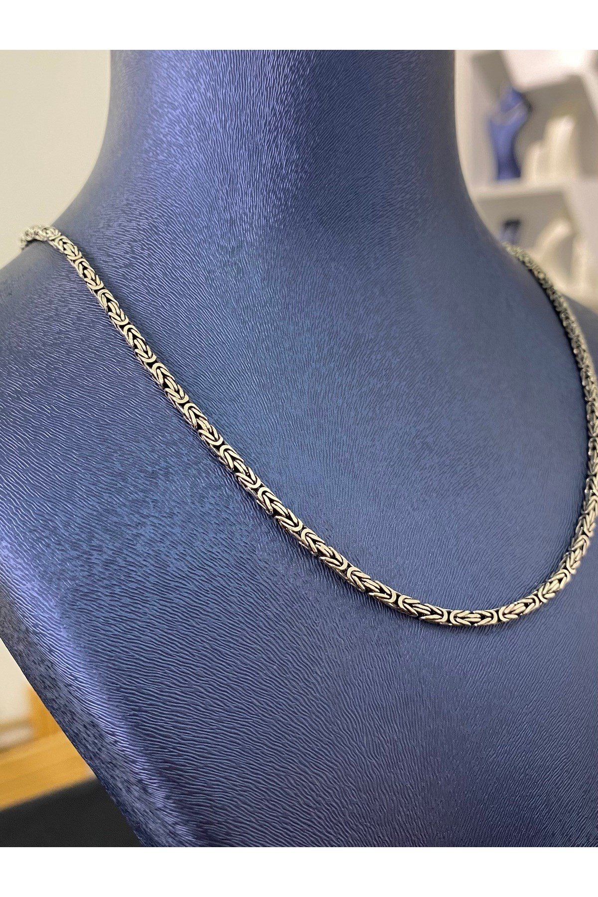 925 Ayar Gümüş Kare Kral Modeli Erkek Gümüş Zincir - Kolye (2.2 MM Kalınlığında)