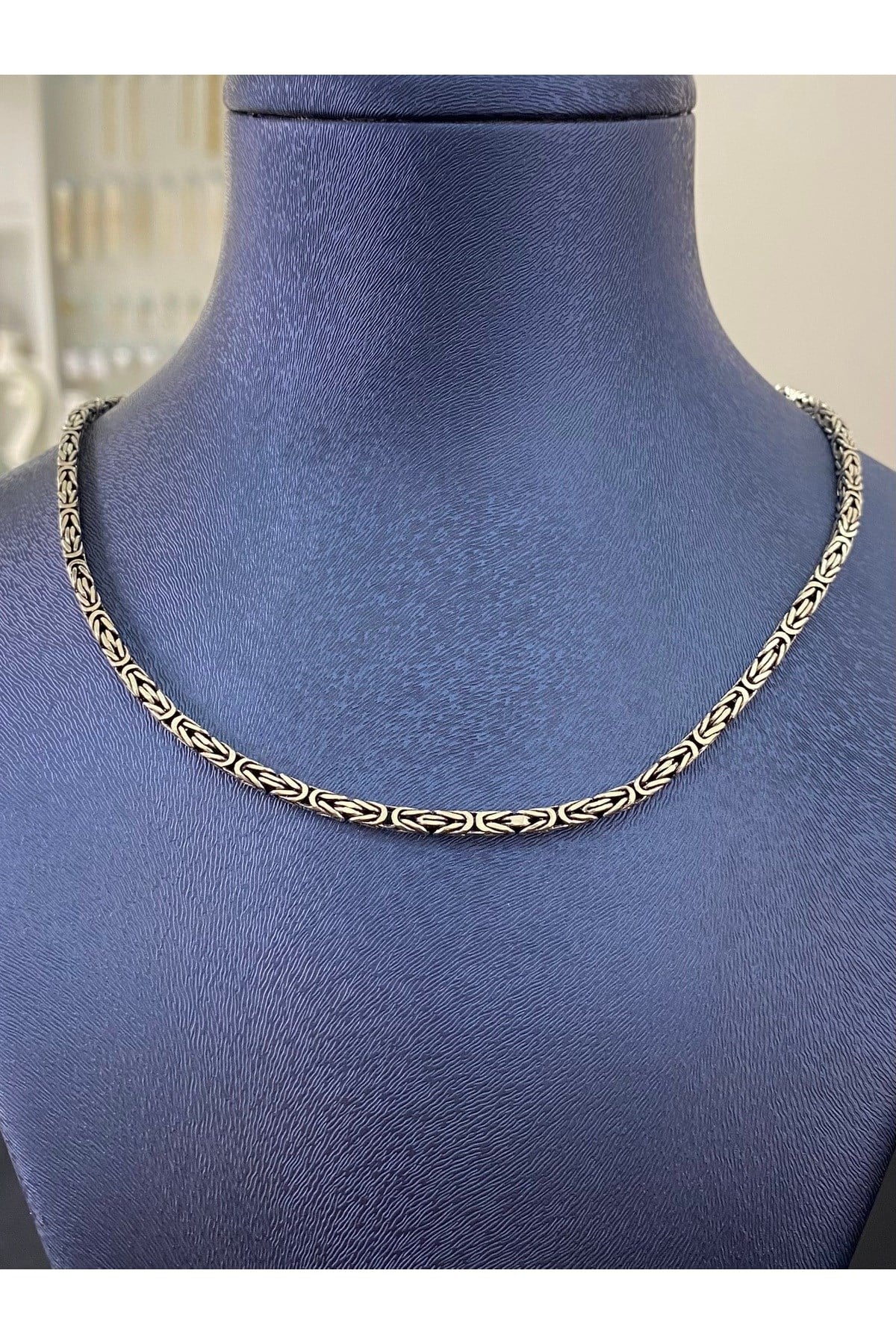 925 Ayar Gümüş Kare Kral Modeli Erkek Gümüş Zincir - Kolye (2.8 MM Kalınlığında)