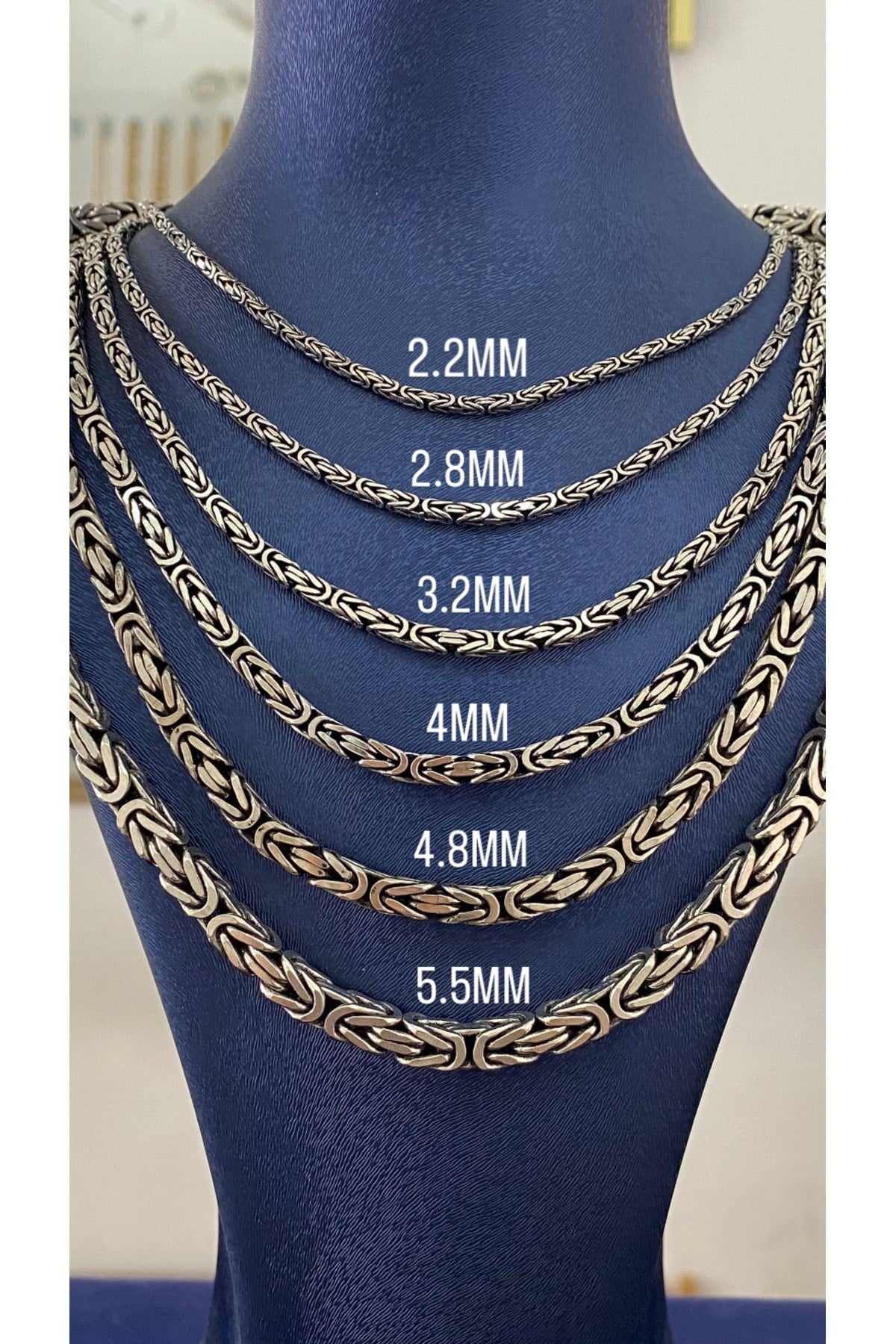 925 Ayar Gümüş Kare Kral Modeli Erkek Gümüş Zincir - Kolye (2.2 MM Kalınlığında)