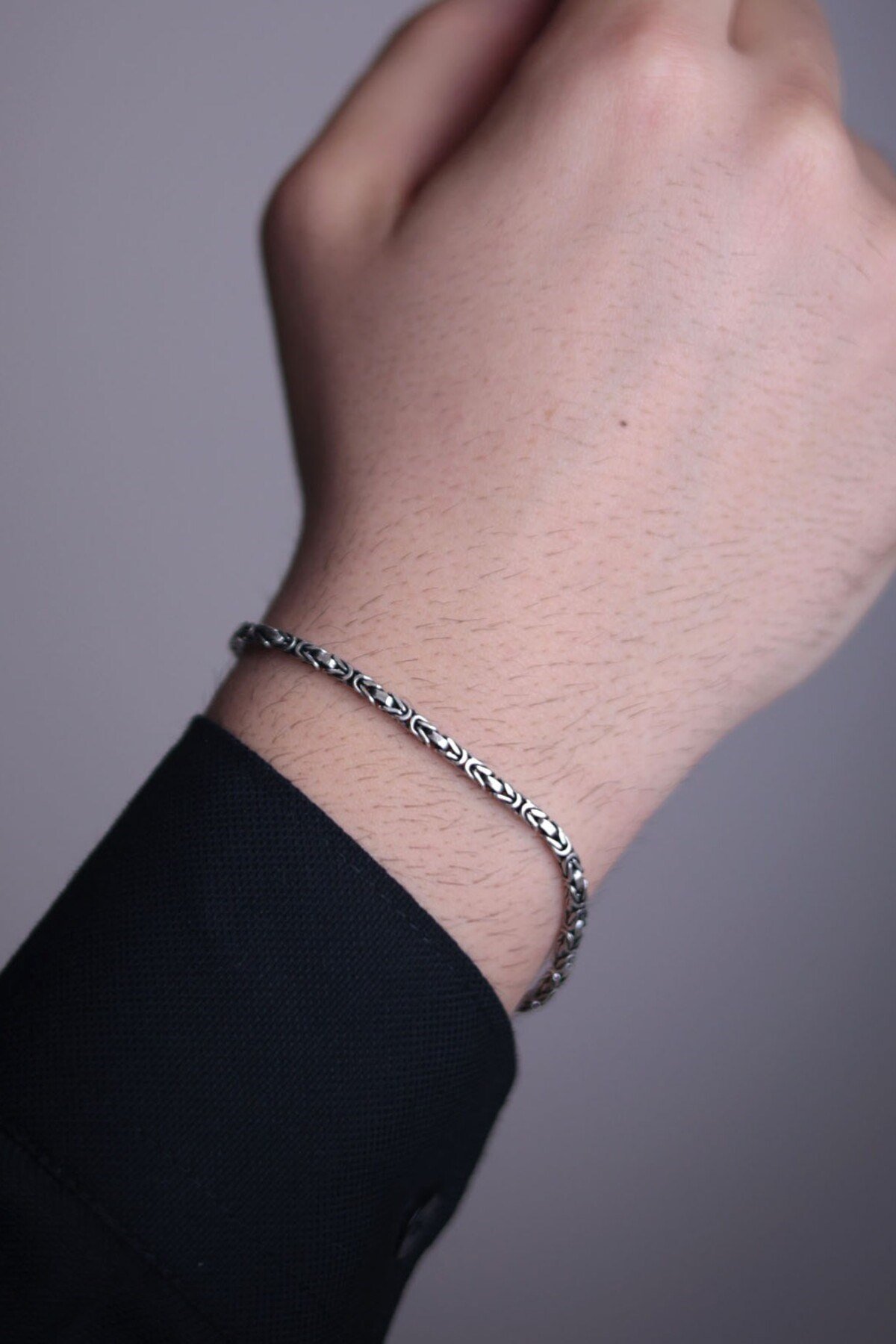 925 Ayar Gümüş Kare Kral Modeli Erkek Gümüş Bileklik (2.8MM)