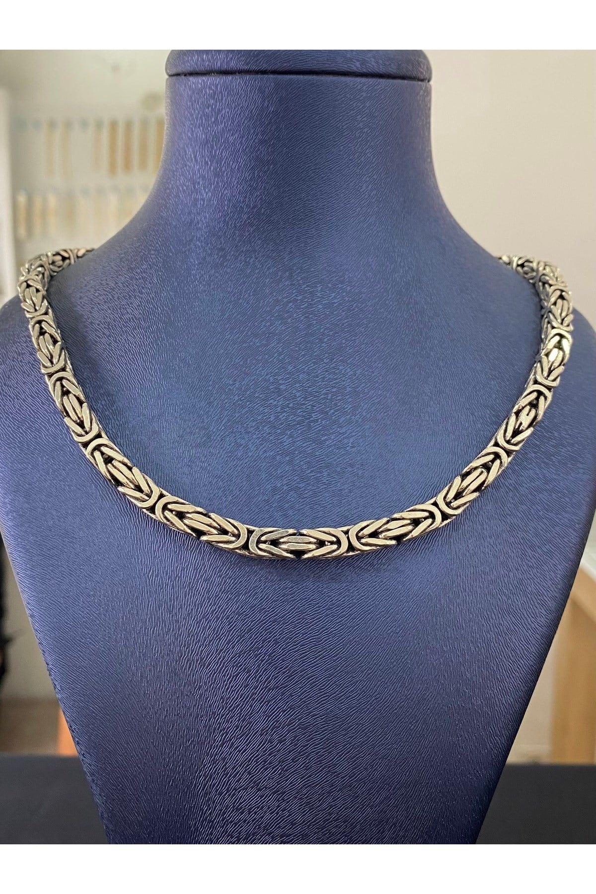 925 Ayar Gümüş Kare Kral Modeli Erkek Gümüş Zincir - Kolye (5.5 MM Kalınlığında)