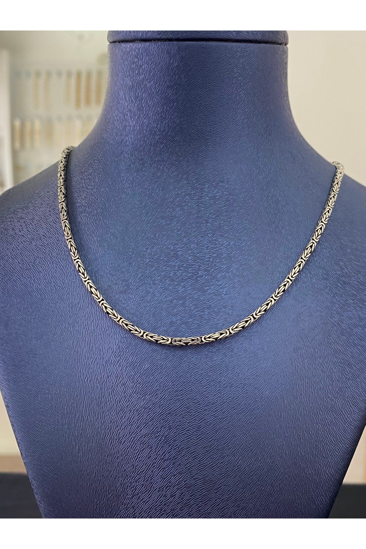 925 Ayar Gümüş Kare Kral Modeli Erkek Gümüş Zincir - Kolye (2.2 MM Kalınlığında)