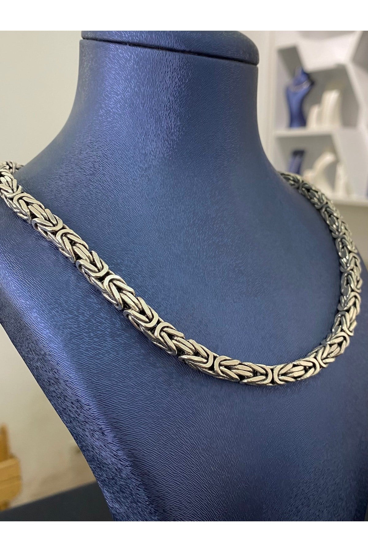 925 Ayar Gümüş Kare Kral Modeli Erkek Gümüş Zincir - Kolye (5.5 MM Kalınlığında)