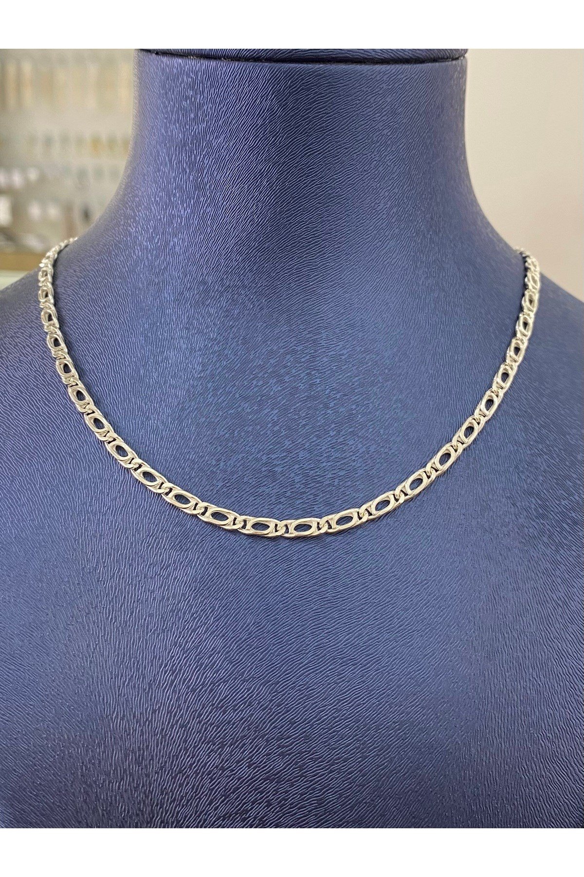 925 Ayar Gümüş Kedi Gözü Modeli Erkek Gümüş Zincir-Kolye (3.2 MM Kalınlığında)
