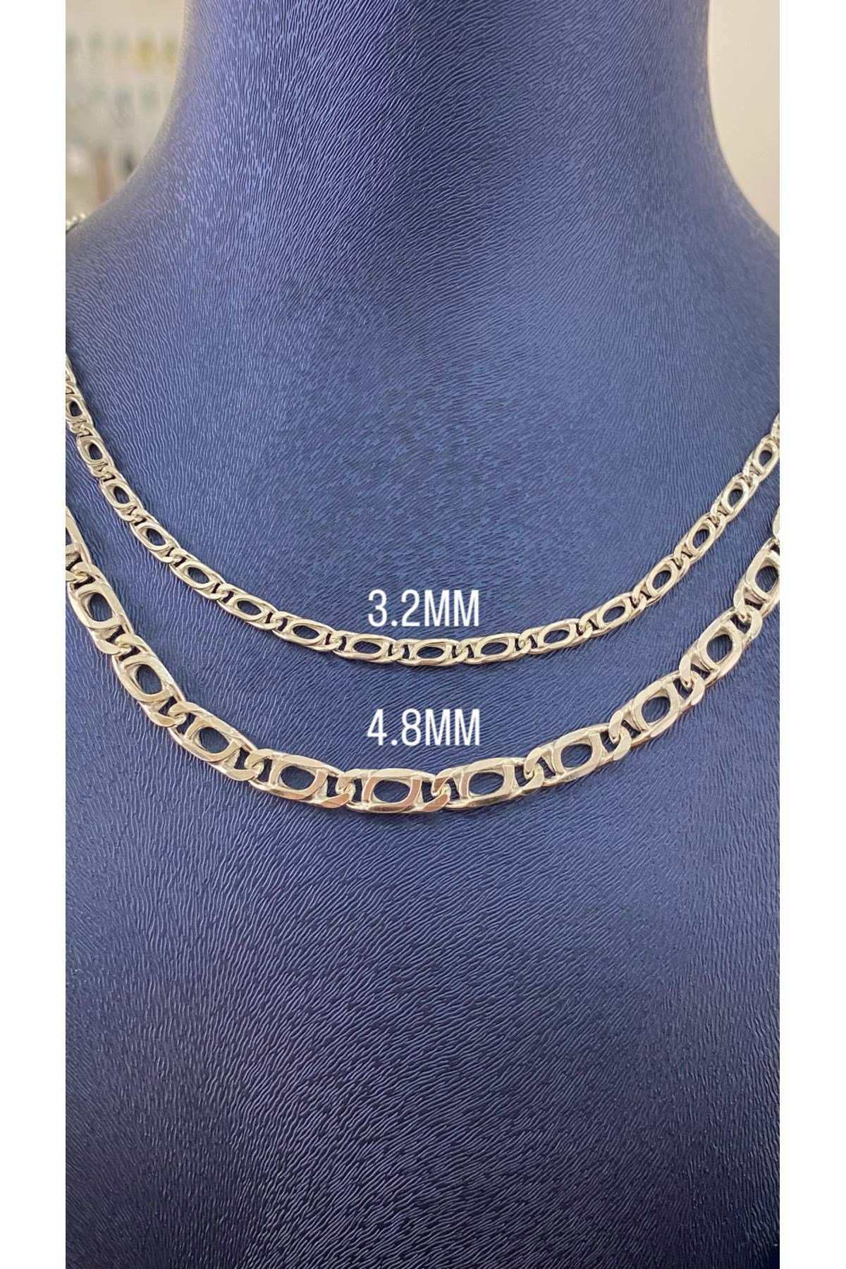 925 Ayar Gümüş Kedi Gözü Modeli Erkek Gümüş Zincir-Kolye (3.2 MM Kalınlığında)