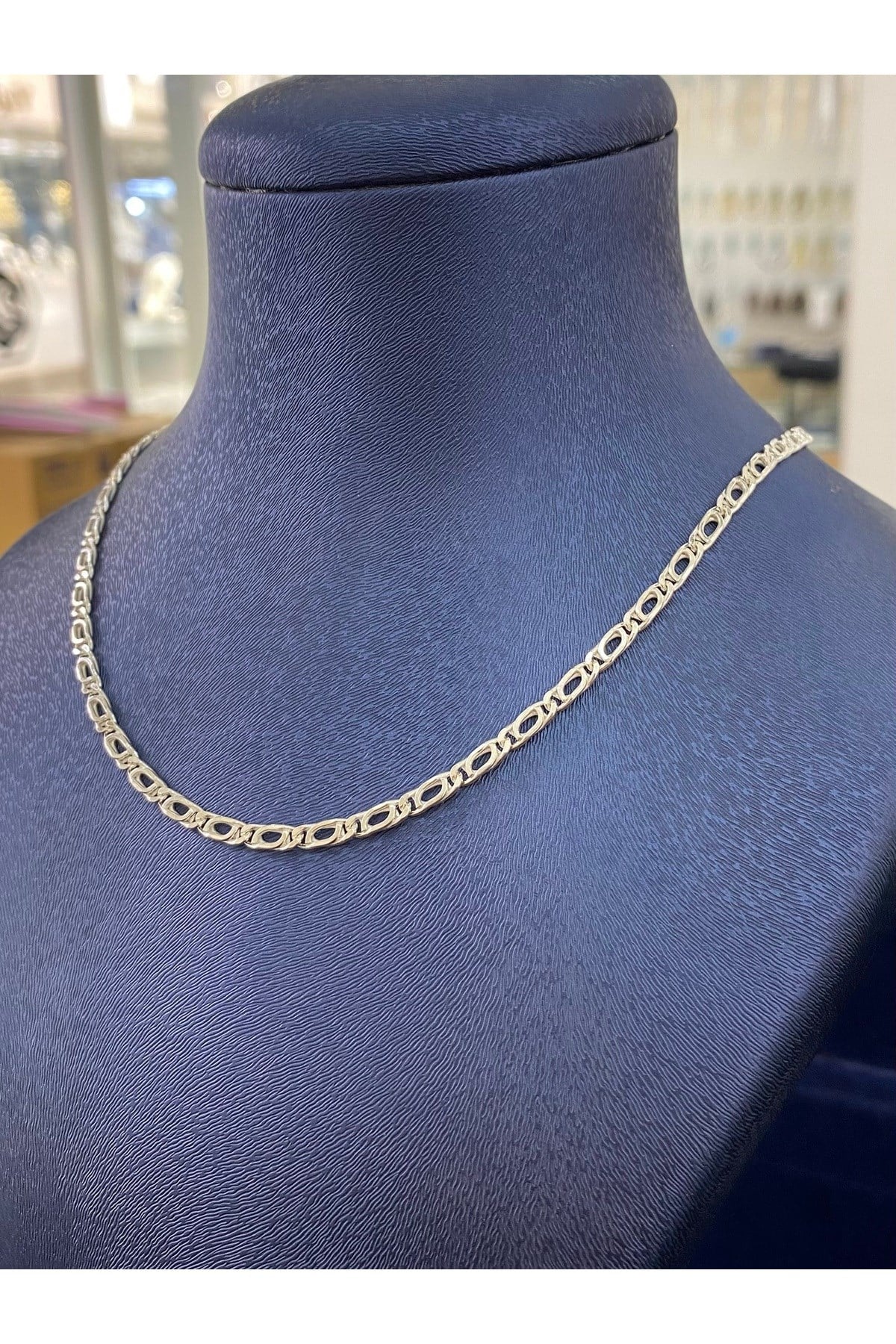 925 Ayar Gümüş Kedi Gözü Modeli Erkek Gümüş Zincir-Kolye (3.2 MM Kalınlığında)