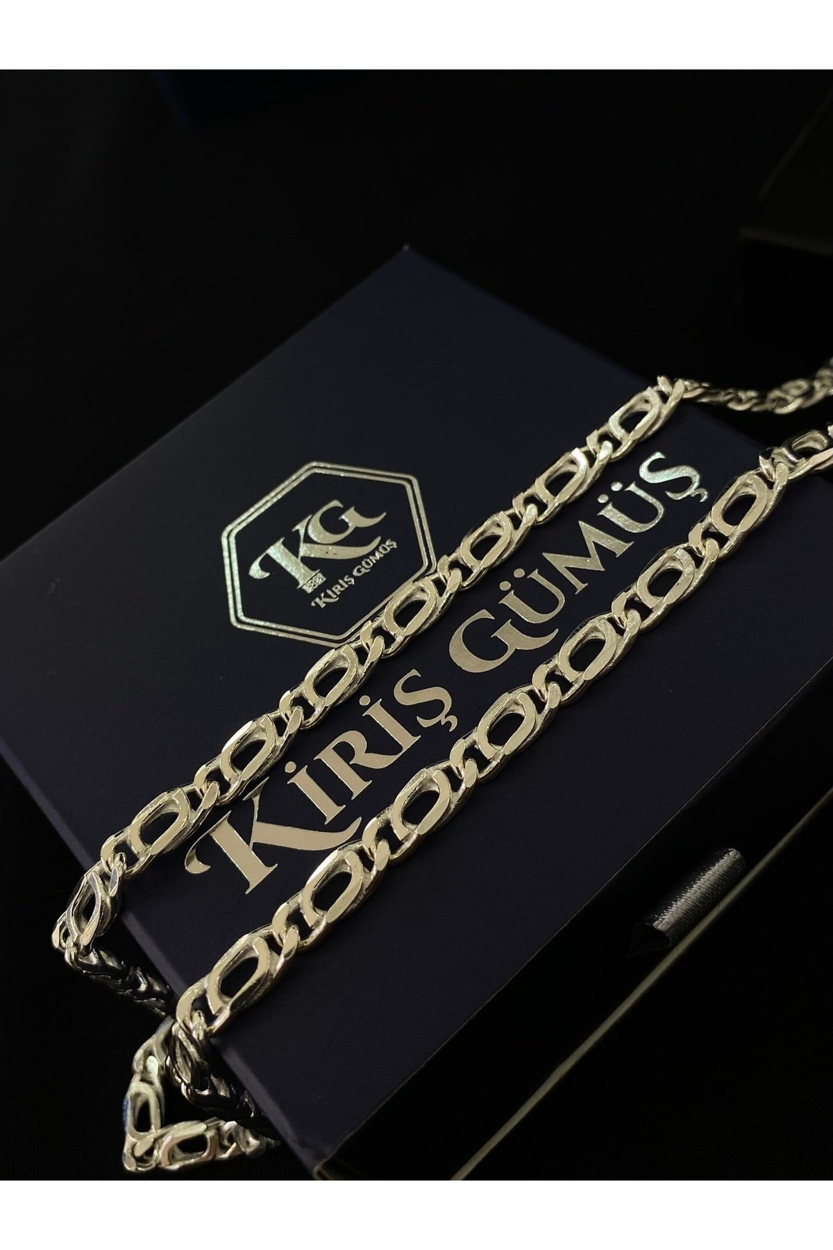 925 Ayar Gümüş Kedi Gözü Modeli Erkek Gümüş Zincir-Kolye (4.8 MM Kalınlığında)