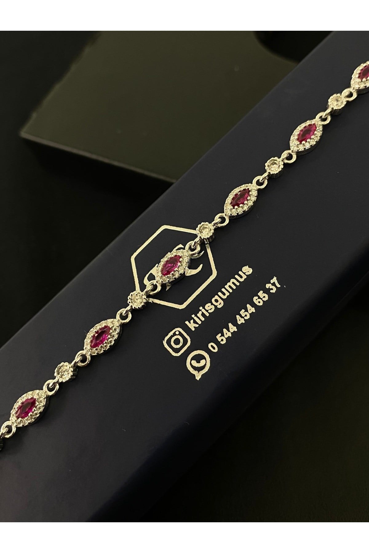 925 Ayar Gümüş Kırmızı Tamtur Kadın Gümüş Bileklik (17+3CM)