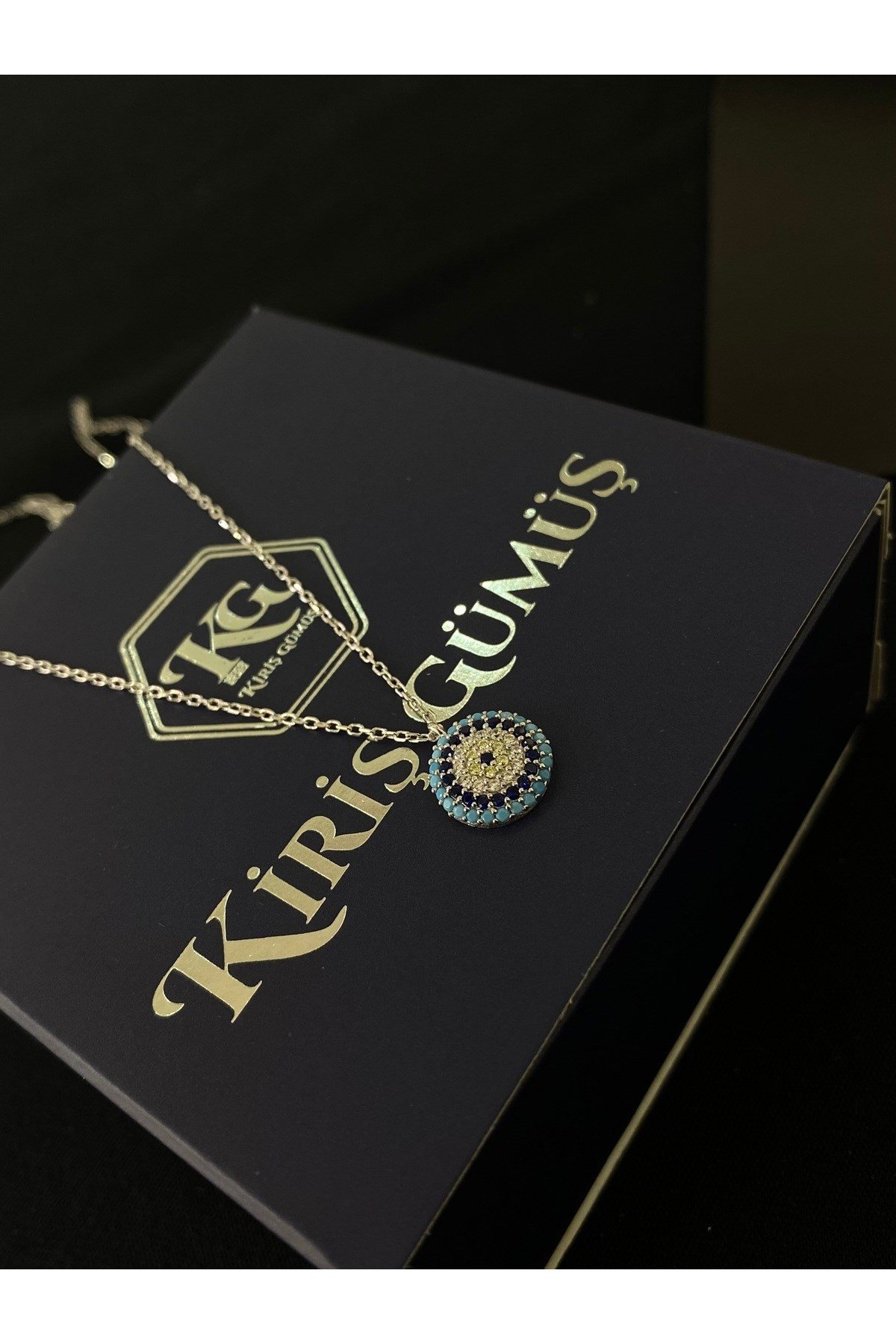 925 Ayar Gümüş Nazar Boncuğu Modeli Kadın Gümüş Kolye (40+5CM)