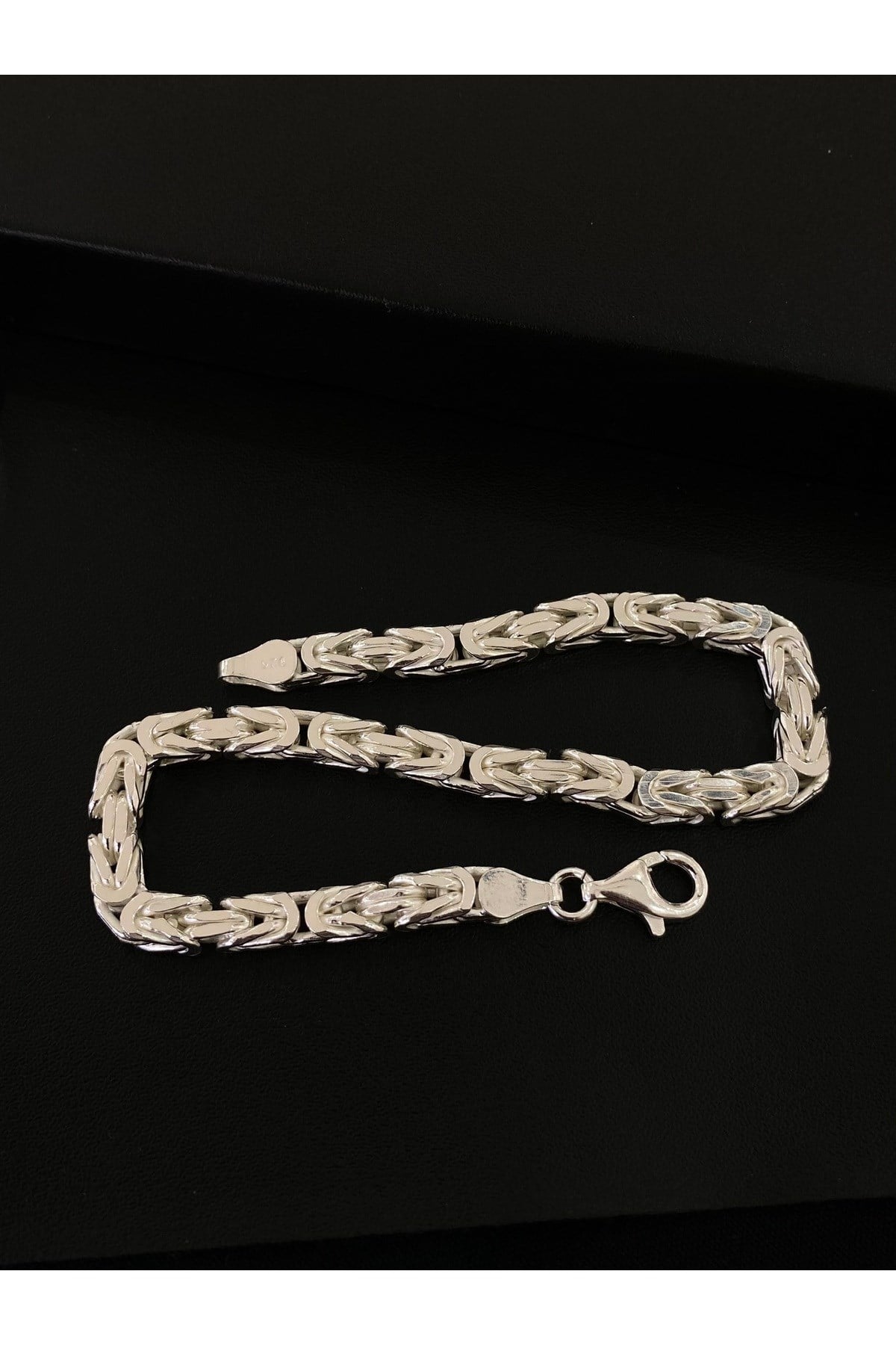 925 Ayar Gümüş Parlak Kare Kral Erkek Gümüş Bileklik (4.8 MM)