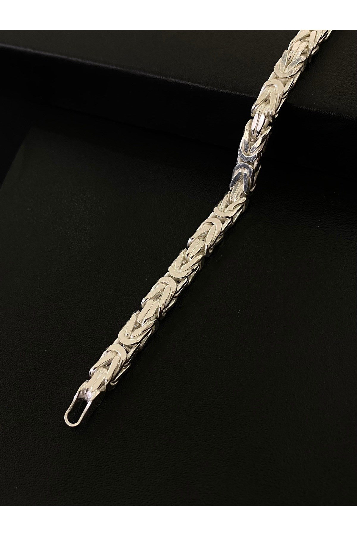 925 Ayar Gümüş Parlak Kare Kral Erkek Gümüş Bileklik (4.8 MM)