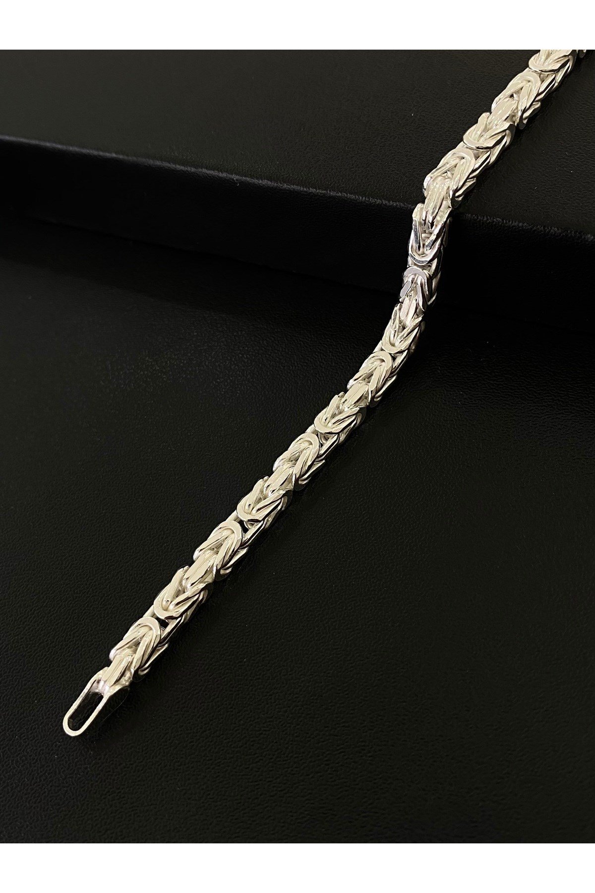 925 Ayar Gümüş Parlak Kare Kral Erkek Gümüş Bileklik (4 MM)