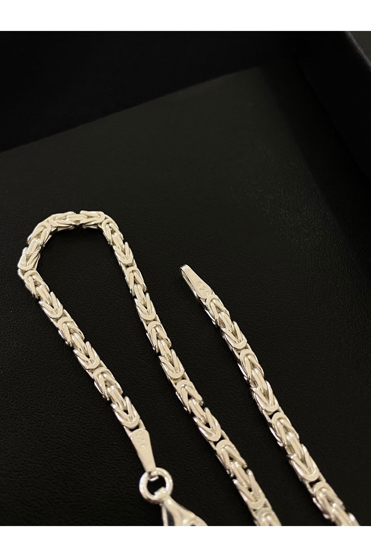925 Ayar Gümüş Parlak Kare Kral Erkek Gümüş Bileklik (2.5 MM)