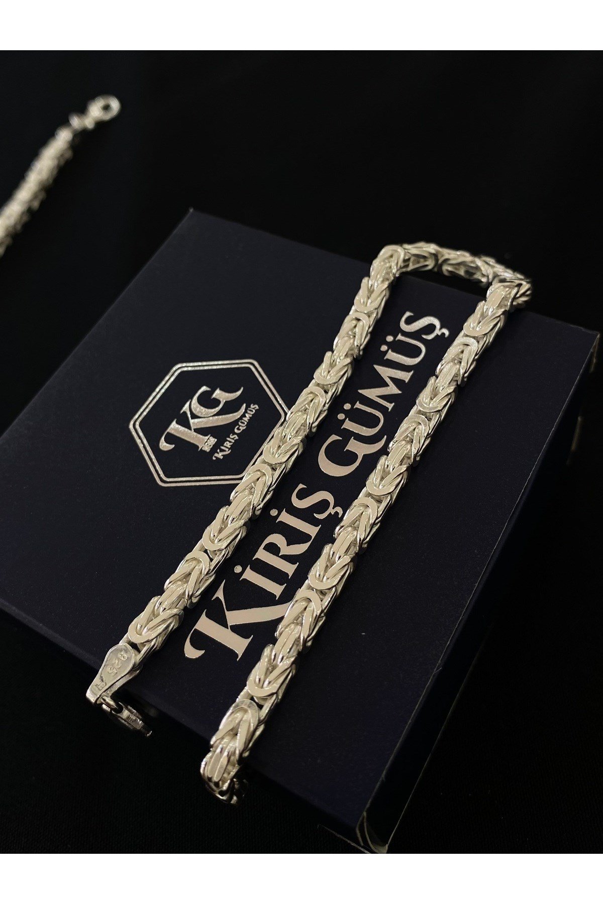 925 Ayar Gümüş Parlak Kare Kral Erkek Gümüş Bileklik (4 MM)