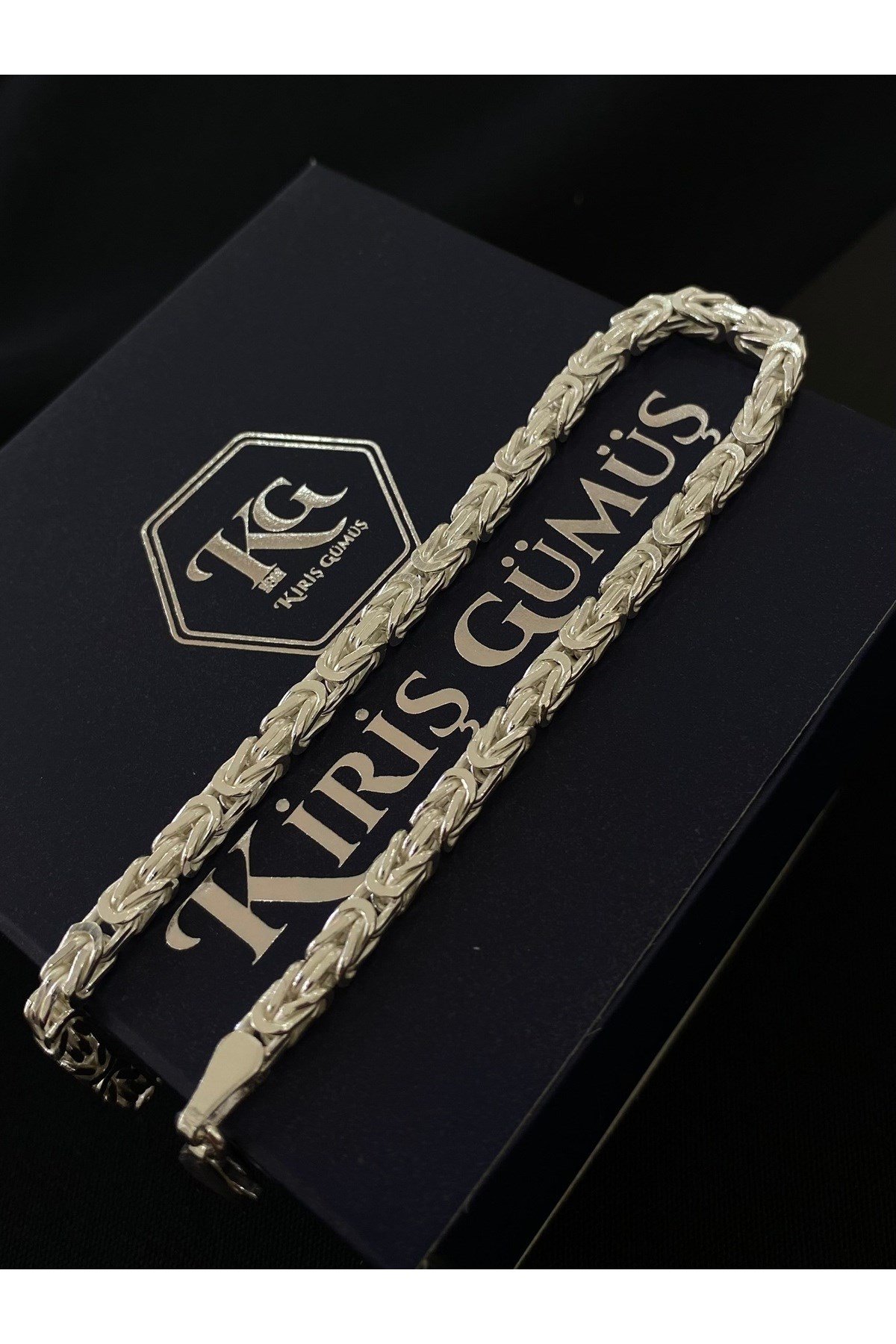 925 Ayar Gümüş Parlak Kare Kral Erkek Gümüş Bileklik (3.2 MM)