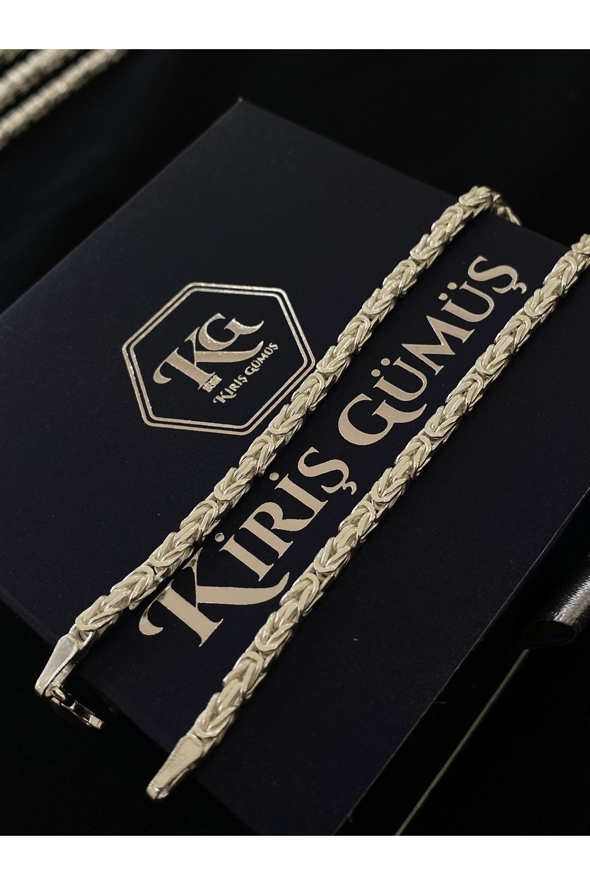 925 Ayar Gümüş Parlak Kare Kral Erkek Gümüş Bileklik (2.5 MM)