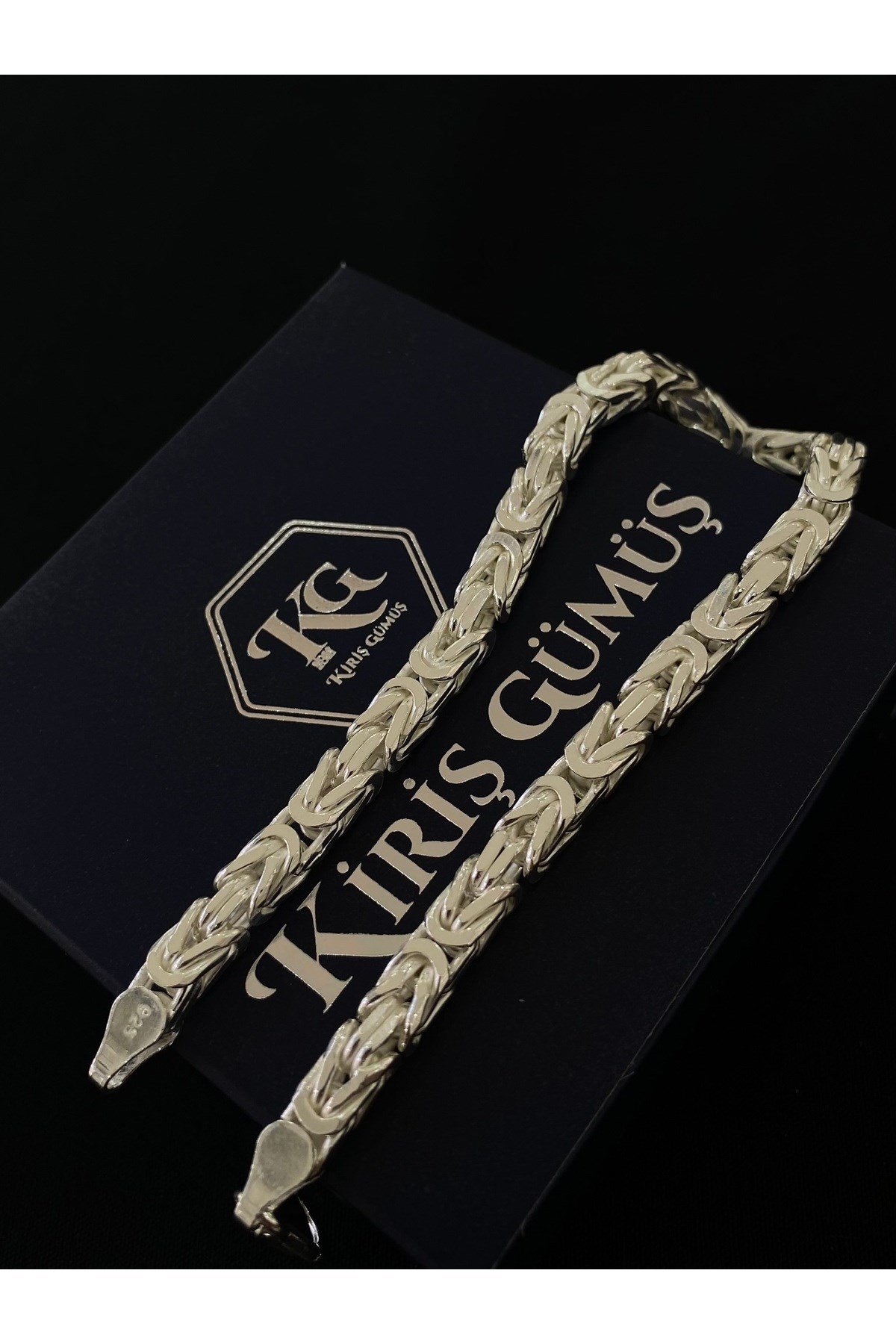 925 Ayar Gümüş Parlak Kare Kral Erkek Gümüş Bileklik (4.8 MM)