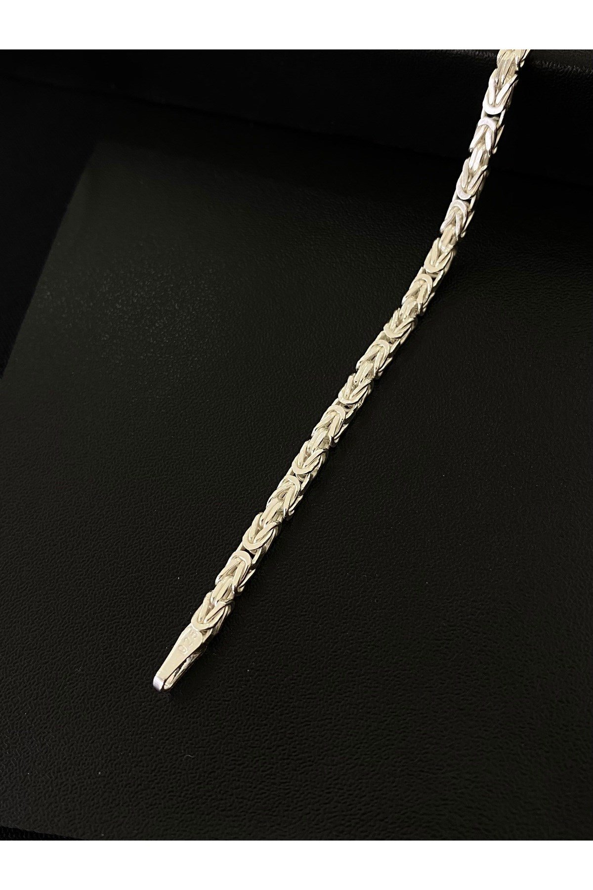 925 Ayar Gümüş Parlak Kare Kral Erkek Gümüş Bileklik (2.5 MM)