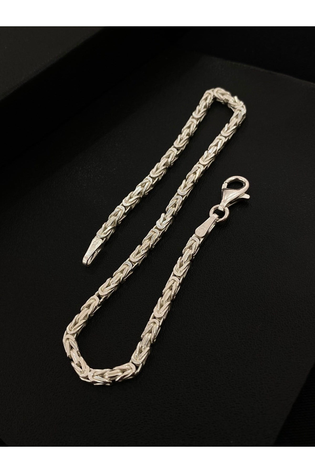 925 Ayar Gümüş Parlak Kare Kral Erkek Gümüş Bileklik (2.5 MM)